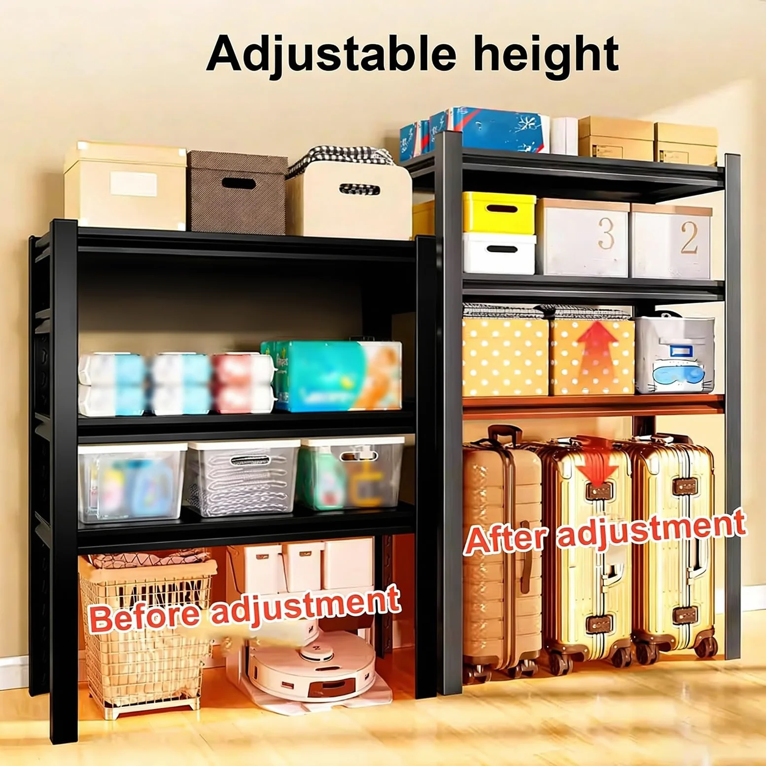 Scaffale Cucina Salvaspazio Ripiani Regolabili Elevata Capacità Di Carico, Scaffale Metallo con Pannello Forato, Scaffalatura Stile Minimalista per Soggiorno Ufficio Bagno(50x40x118cm)