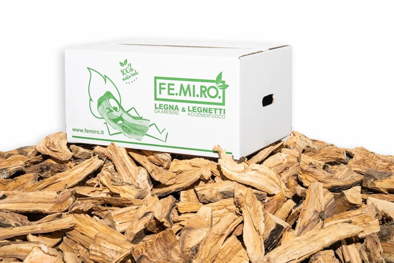 Legna da Ardere di Olivo in Scaglie BIGCHIPS 20 kg – Accendi Camino e Mantenimento Fiamma