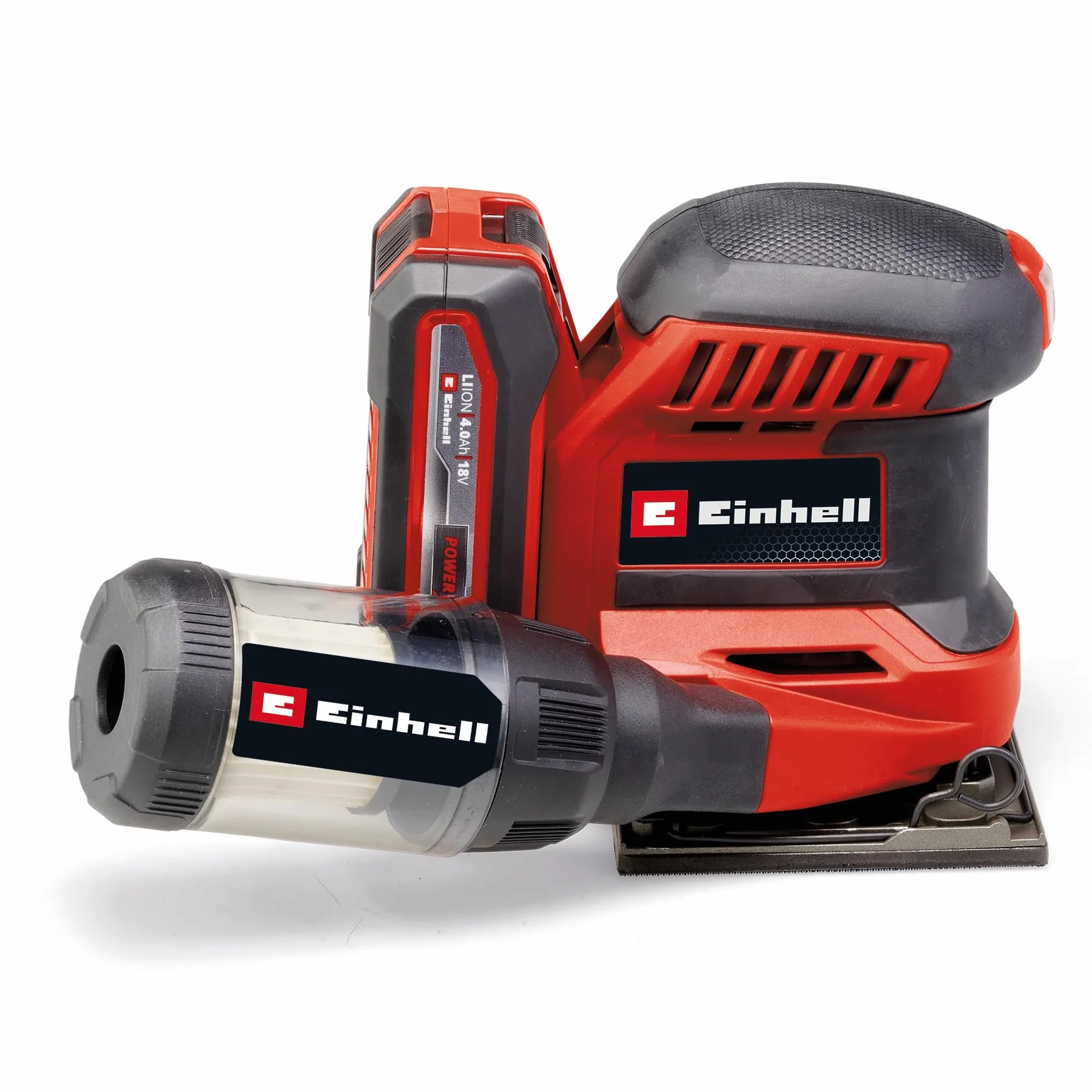 Einhell Smerigliatrice a batteria TE-OS 18/113, 3 X Li-Solo Power X-Change (18 V, levigatrice orbitale, 3 X piastre abrasive intercambiabili, circuito oscillante da 1,8 mm, accessori senza batteria)