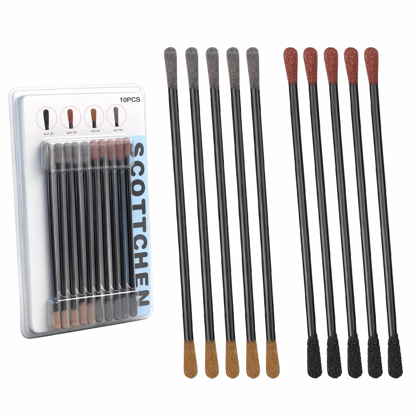 SCOTTCHEN Bastoncini abrasivi grana fine 120/180 400/800, 10 sztuk