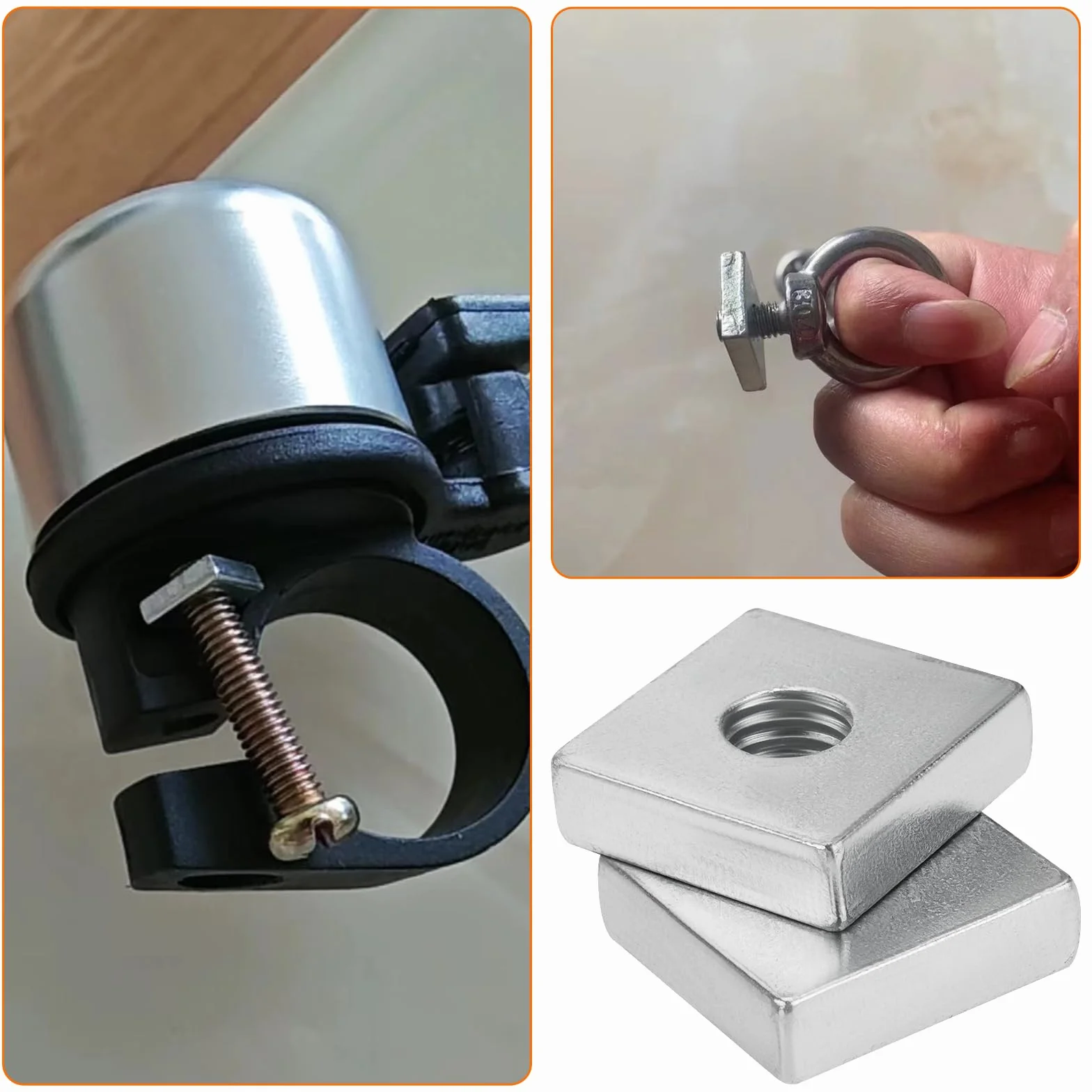 Dadi Quadrati M8 Acciaio Zincato Scanalatura a T 20x20x6 mm per Mobili Attrezzature Edili