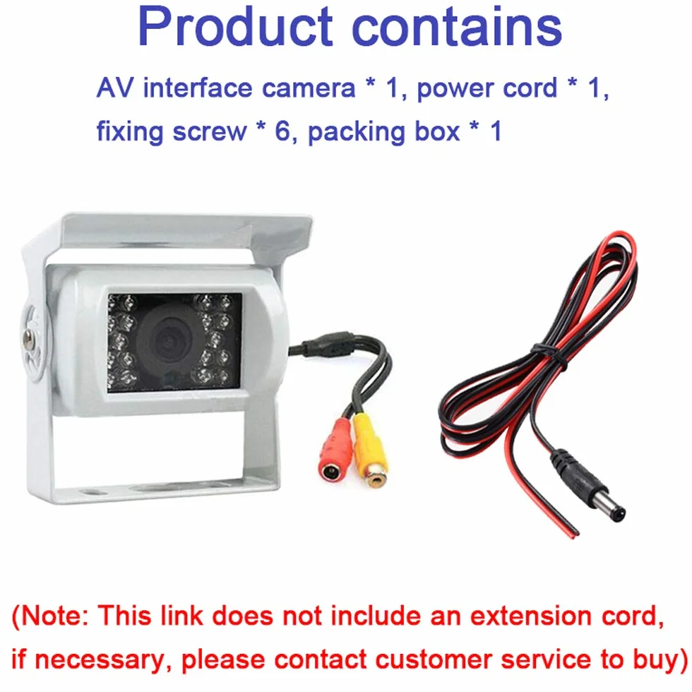 PolarLander 12V 24V Truck Backup Camera Heavy Duty 18 LED IR Visione Notturna Veicolo Impermeabile Telecamera Posteriore per rimorchio/Pickup/RV Bianco