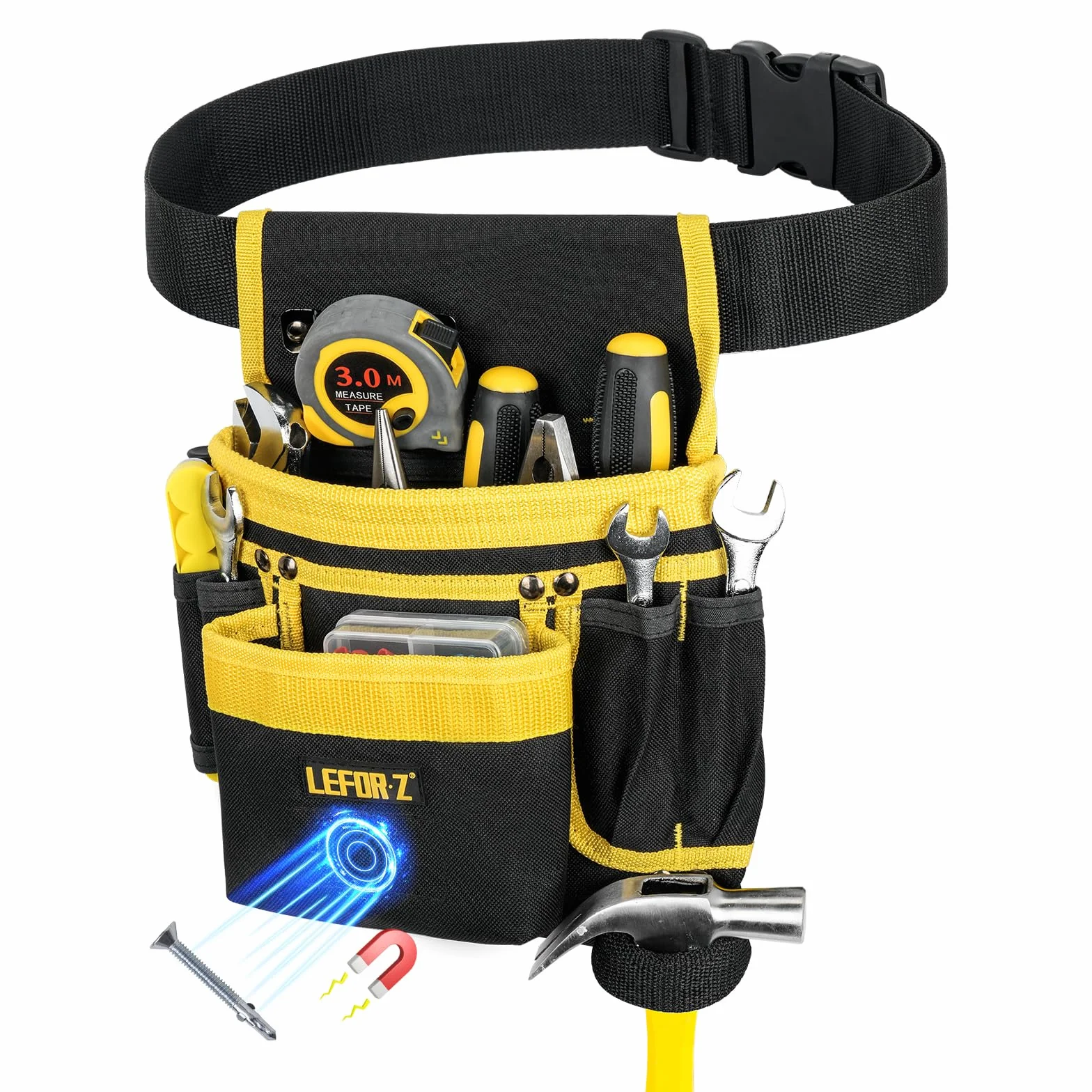 Cintura per Attrezzi da Lavoro Elettricista 13 Tasche Regolabile Imbottita Tasche Magnetiche Staccabili