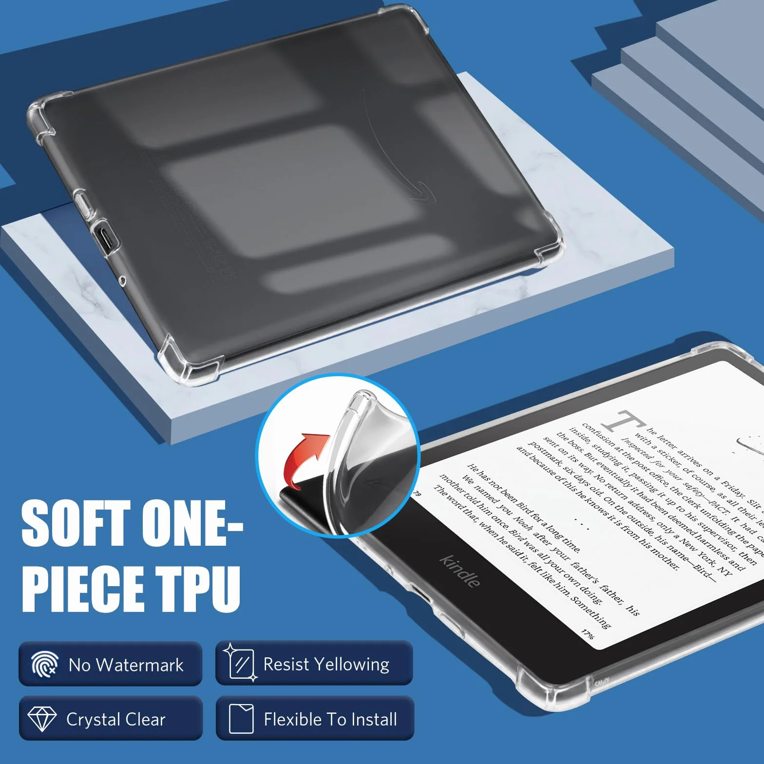 CoBak Clear Custodia Cover per Kindle Paperwhite da 7 pollici 2024 di 12a generazione e Kindle Colorsoft Signature Edition da 7" (modello n. SA569P) - Leggero e morbido