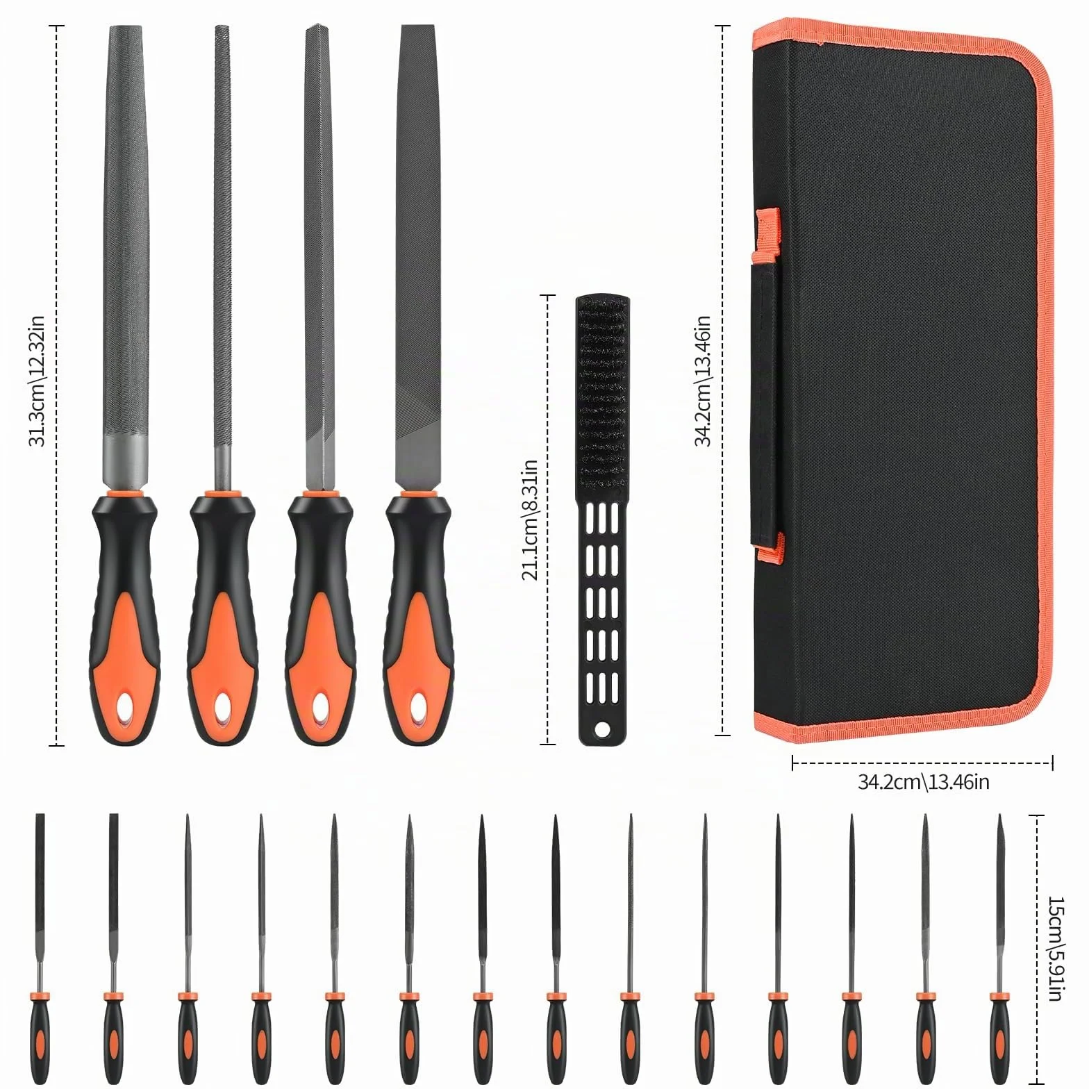 Lime Metallo Set di 19 Lime Professionali Punta Piatta Raspa Semitonda Rotonda Triangolare Quadrata T12