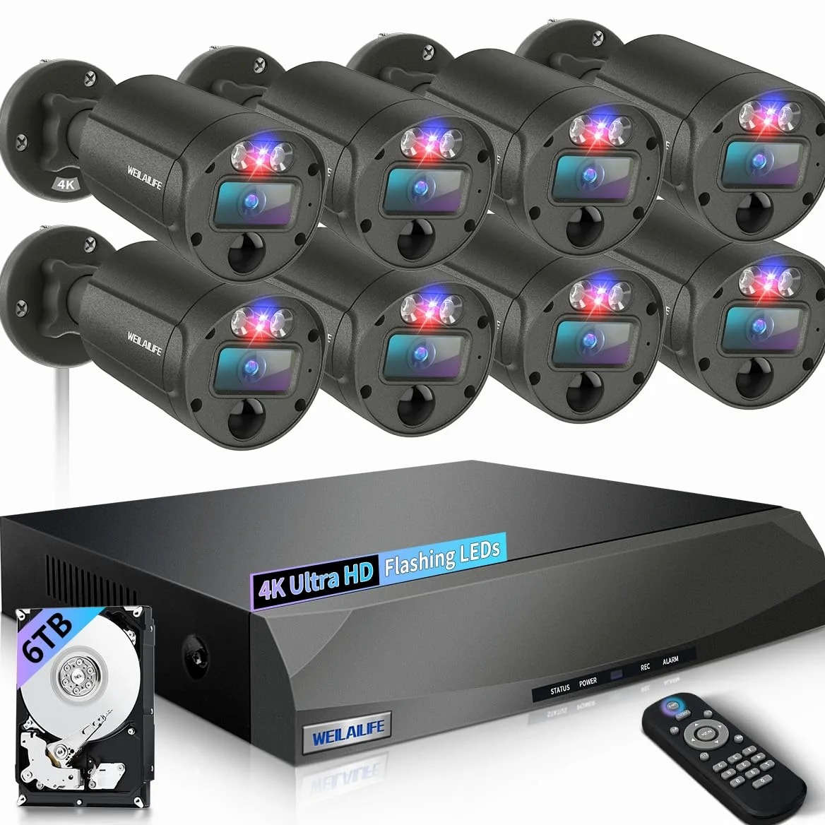 Sistema di telecamere di sicurezza cablate per esterni, audio a 2 vie e 4K Ultra HD, sistemi di videosorveglianza POE per la casa, kit di videosorveglianza DVR