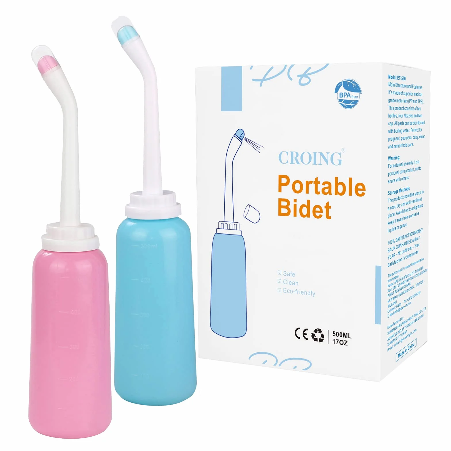 Bidet portatile 500 ml con borsa per viaggio CROING