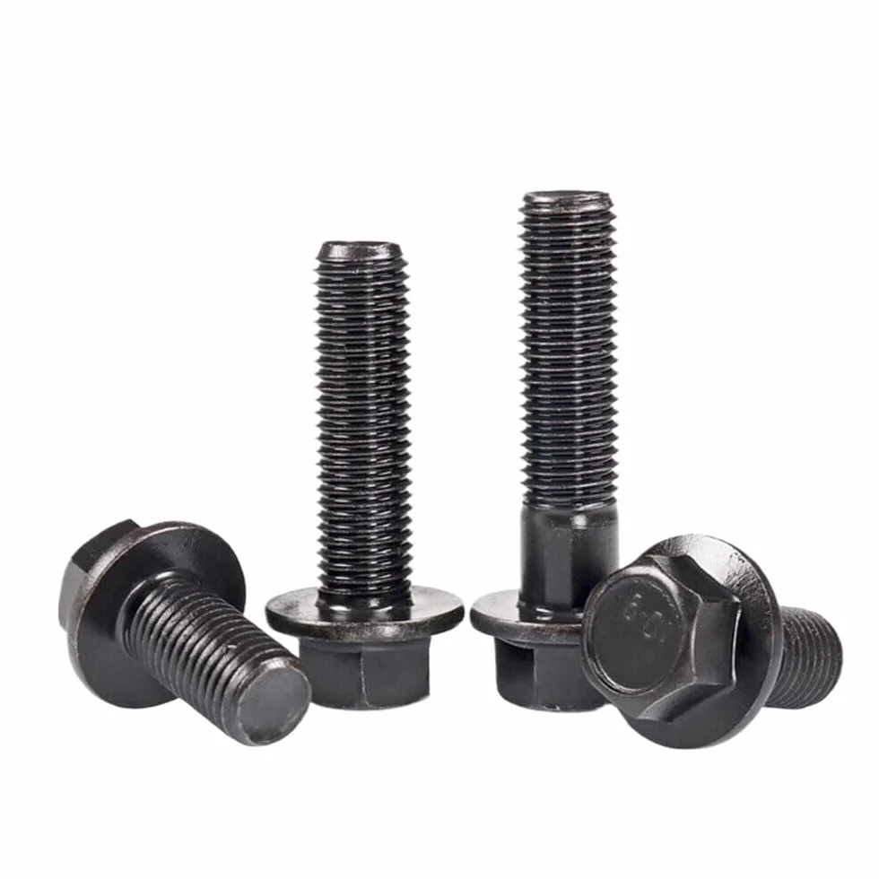 Viti a testa esagonale flangiata acciaio nero 10.9 M10 M12 M14 M16 M12x1.25x80mm