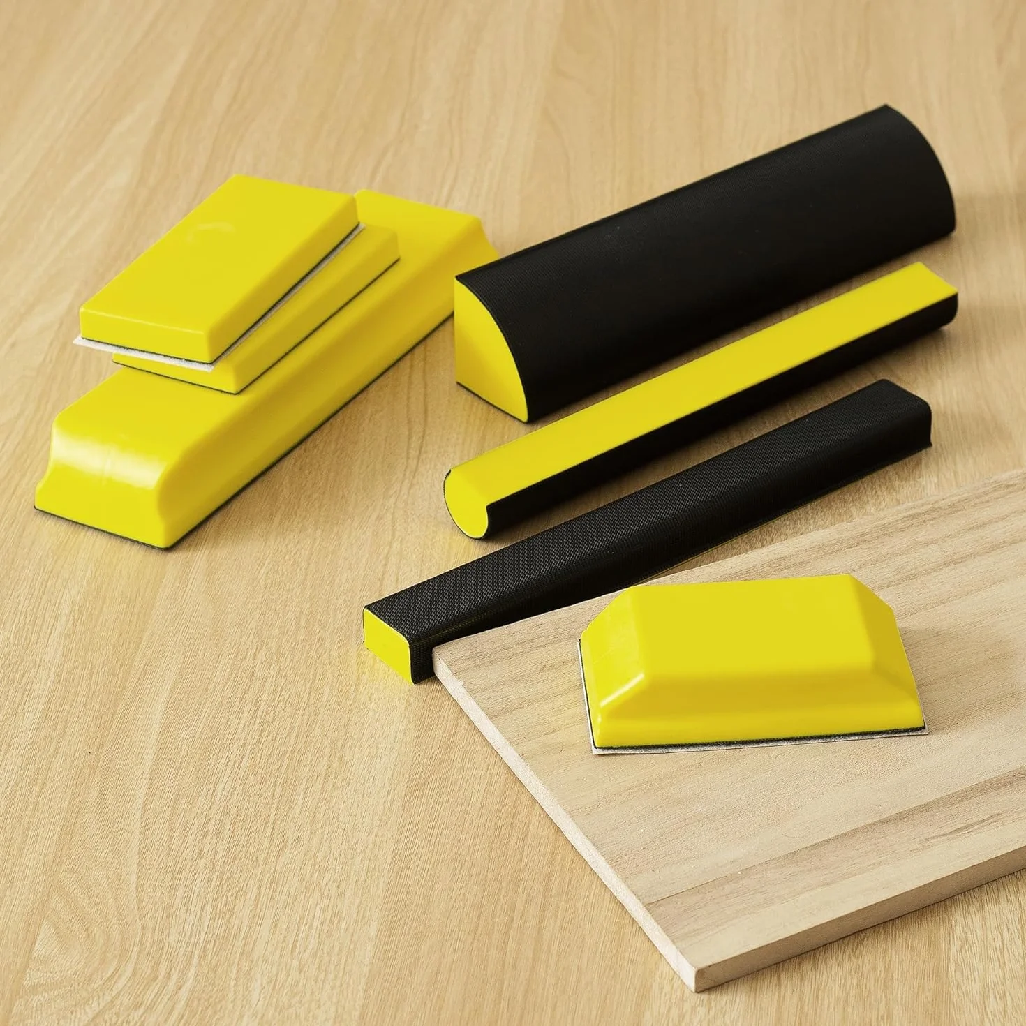 Set 7 Blocchi Levigatura Manuale Gialli per Lavori di Precisione, Legno e Metallo