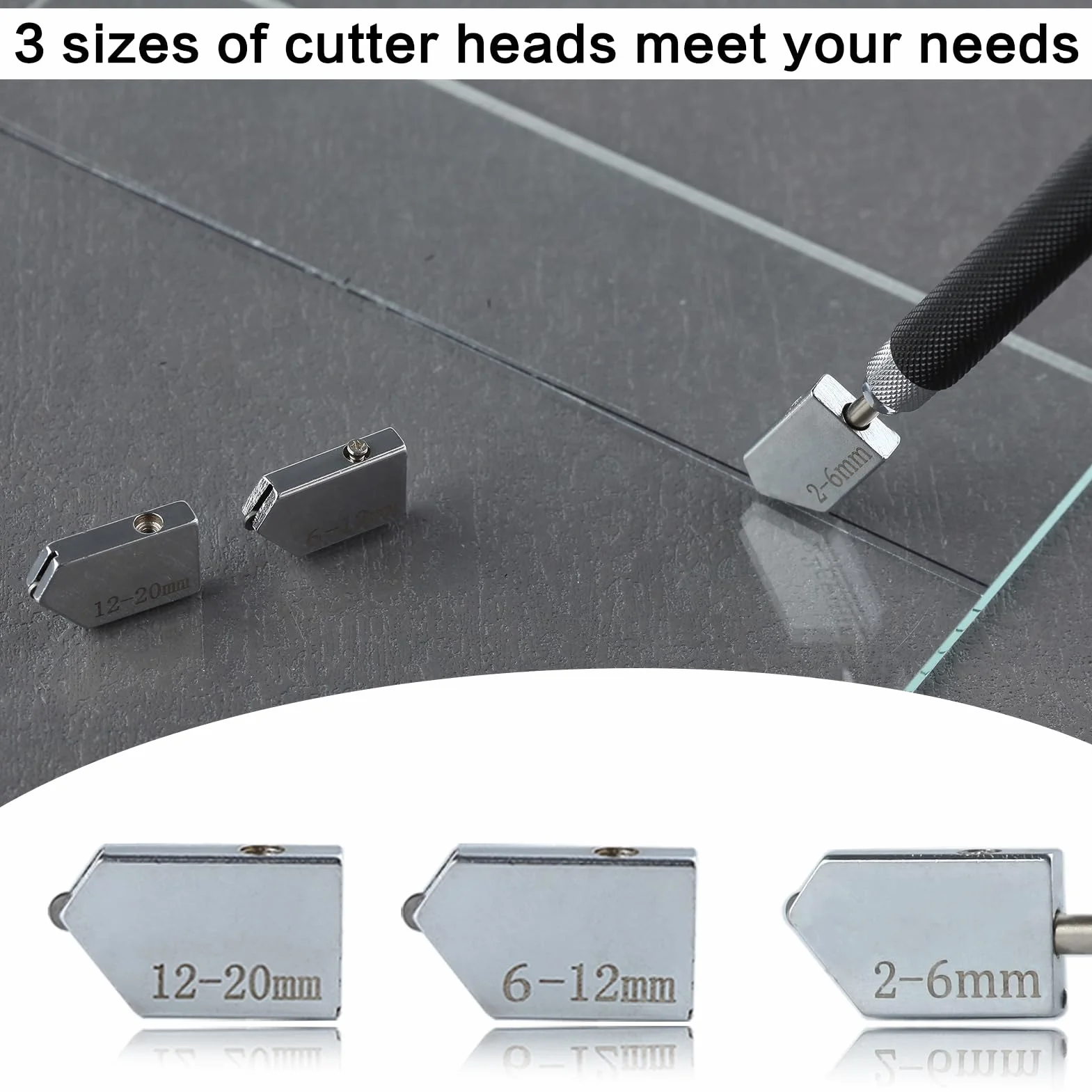 LEONTOOL Set di 7 utensili per tagliare il vetro, include un tagliavetro circolare regolabile da 2 a 20 mm, punta in carburo con 3 lame bonus, cacciavite, righello, contagocce olio, per piastrelle a