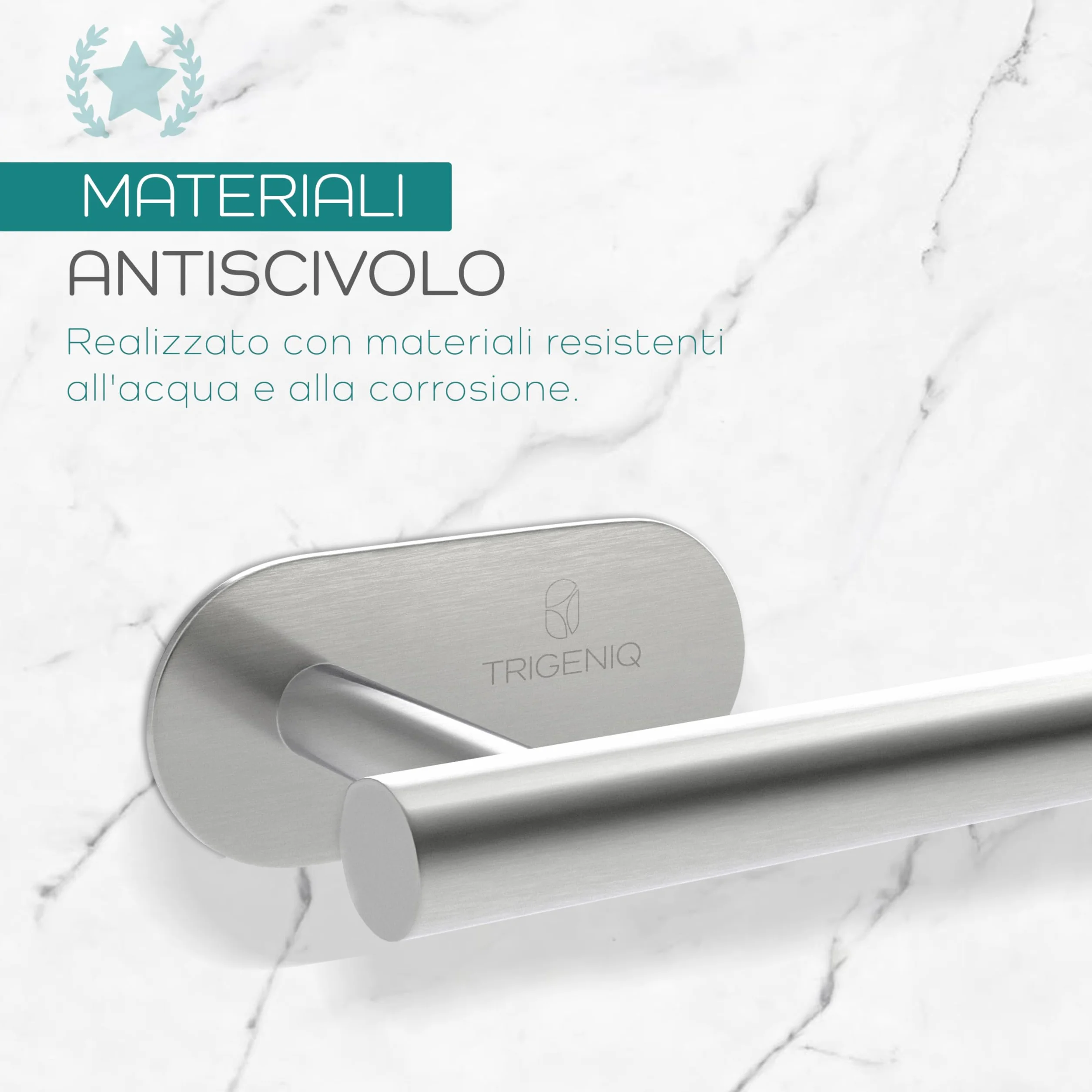 Porta Asciugamani Bagno Acciaio Inox Adesivo 40cm x 7,5cm - Extra Resistente