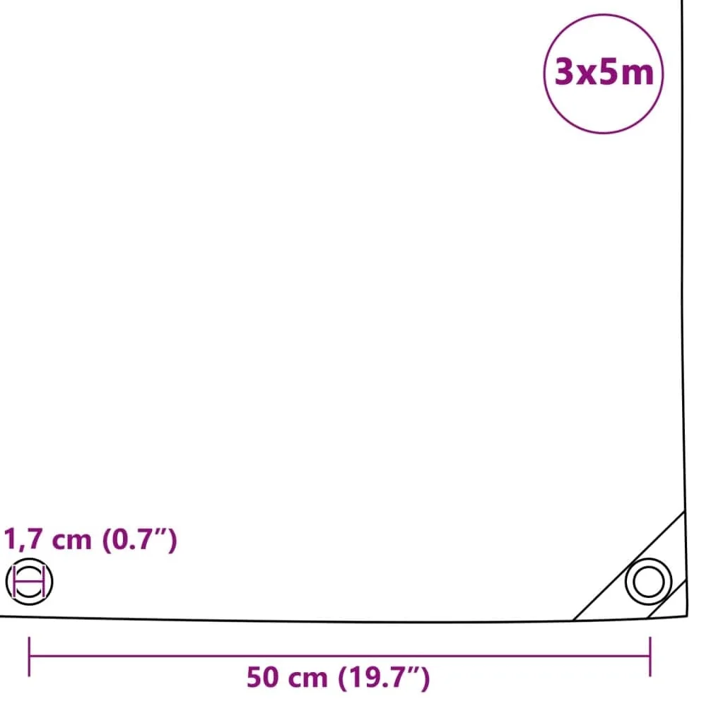 Telone di copertura, 650 g/m², bianco, 3 x 5 m, con occhielli, antistrappo, impermeabile, resistente ai raggi UV, resistente alle intemperie, come telone protettivo per giardino, campeggio