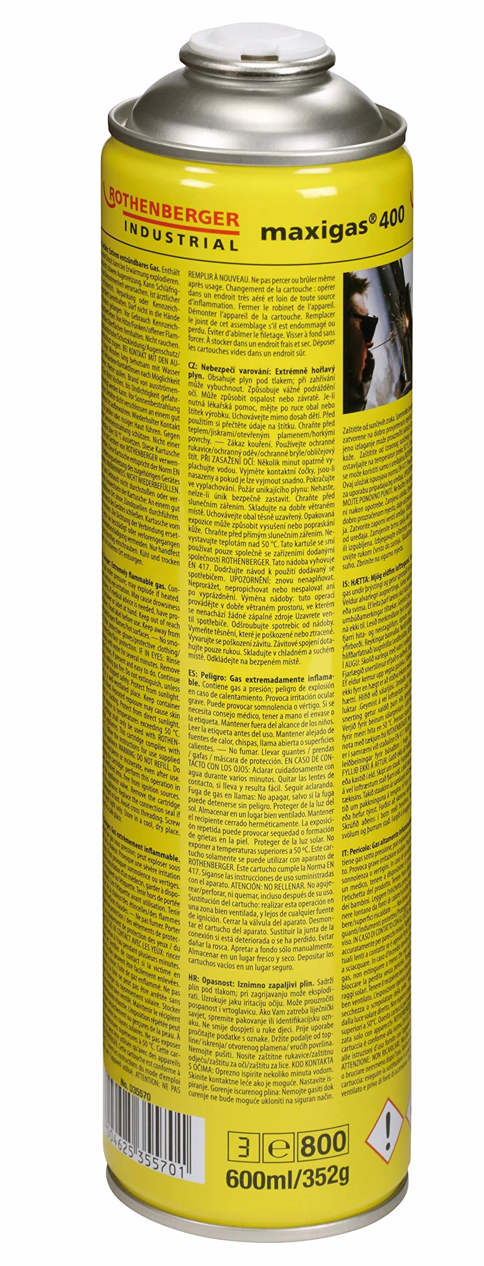 Rothenberger 35570 Maxigas 400 Miscela Speciale di Gas, 600 Ml, Giallo