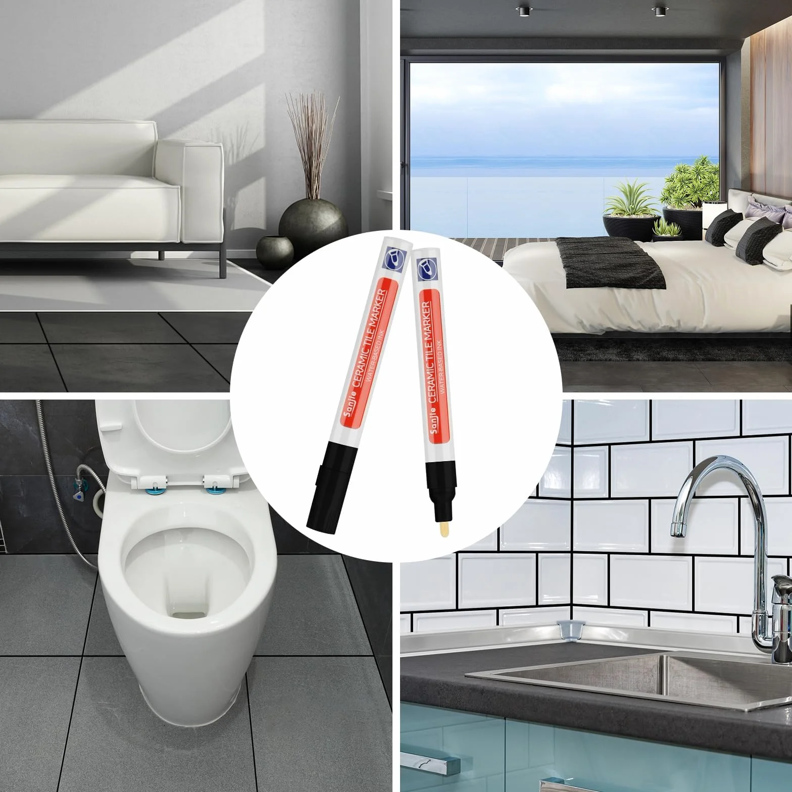 Pennarello per Fughe Piastrelle Nero 10 Pezzi Sheryl&Rain per Ripristinare Pavimenti
