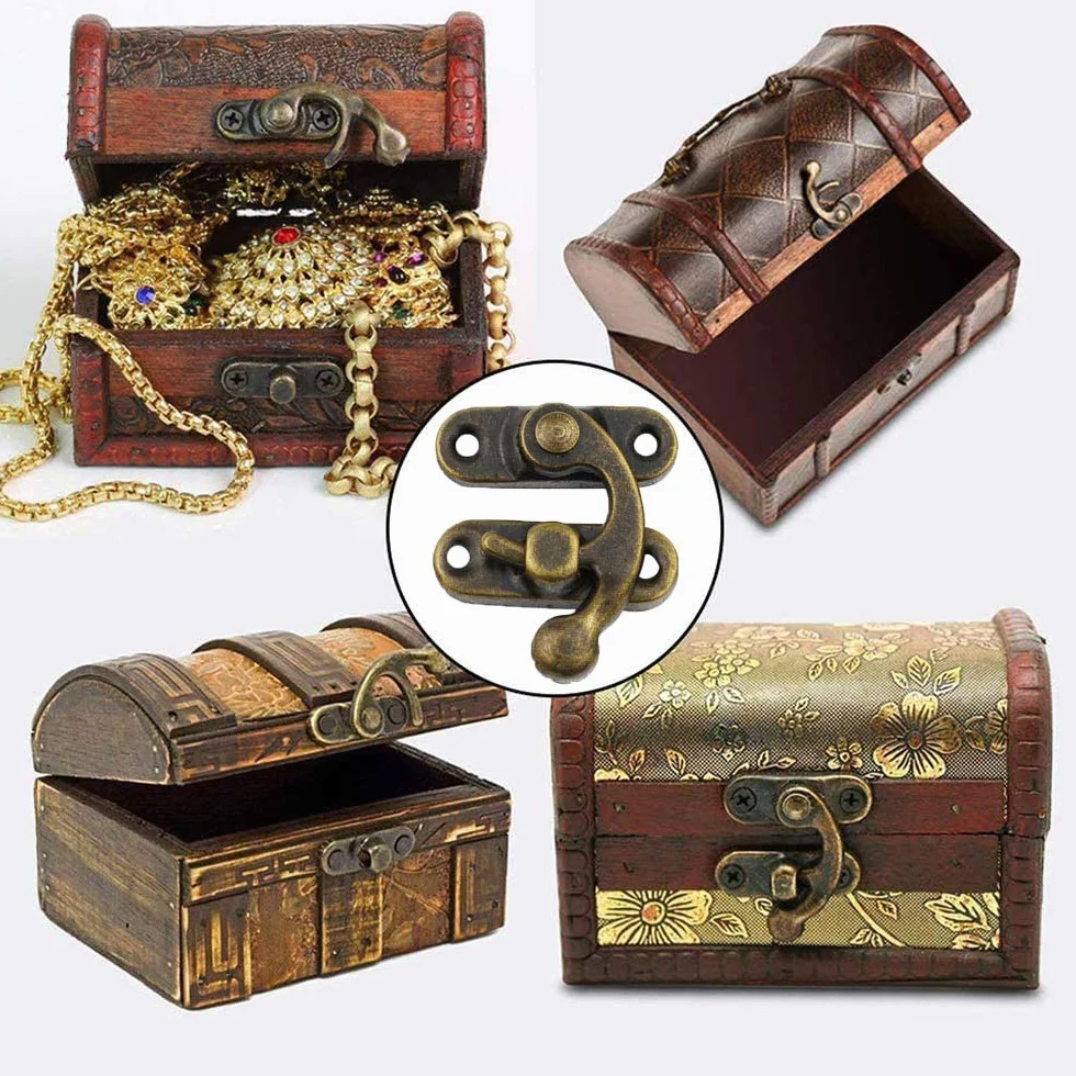 Antico Hasp di Bronzo 20 Pezzi per Scatola di Gioielli in Legno Decorativa