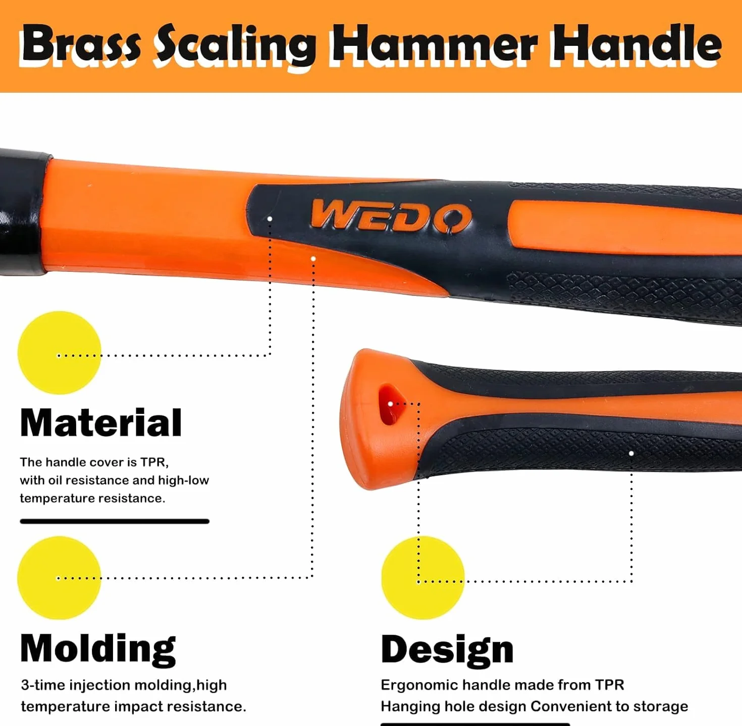 WEDO Martello da saldatura in ottone 300g 280mm manico in vetroresina