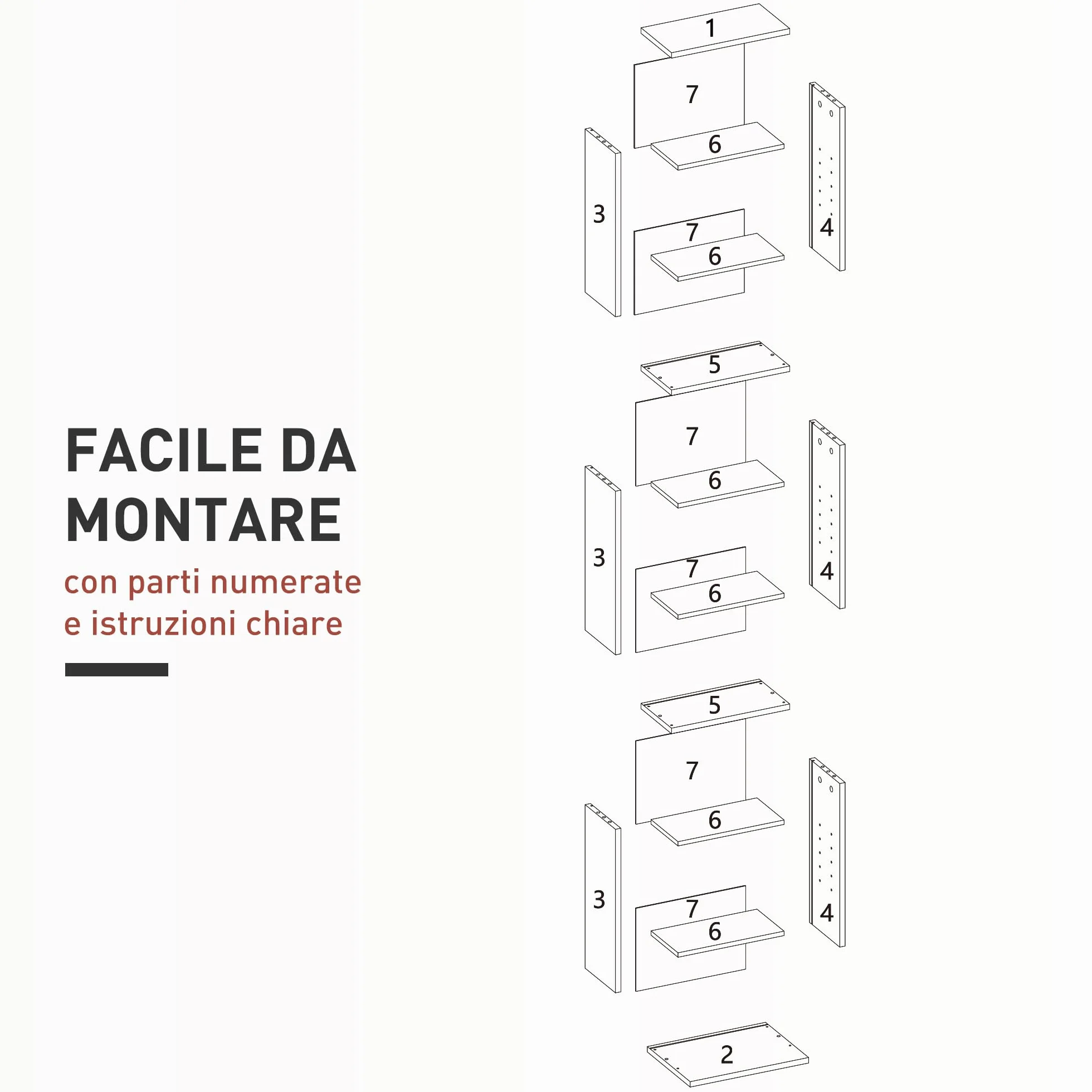 HOMCOM Mobile Porta CD con 6 Ripiani Regolabili, Scaffale Porta 260CD/120DVD Salvaspazio in Legno, Mobile Portacd con 9 Scomparti, per Soggiorno, Camera da Letto, Ufficio, 33x24x140 cm, Bianco