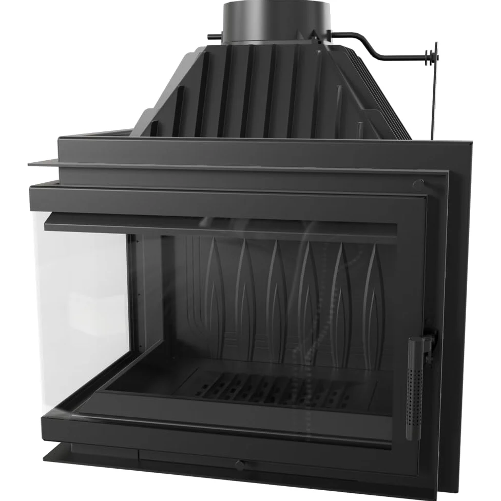 KRATKI Inserto per camino in ghisa a legna SIMPLE 15 kW Ø200 sinistro A 2 | Ghisa nero, efficienza 80,2%, classe A. Ecodesign.; combustione efficiente; basse emissioni; calore uniforme; 15kW Ø200mm