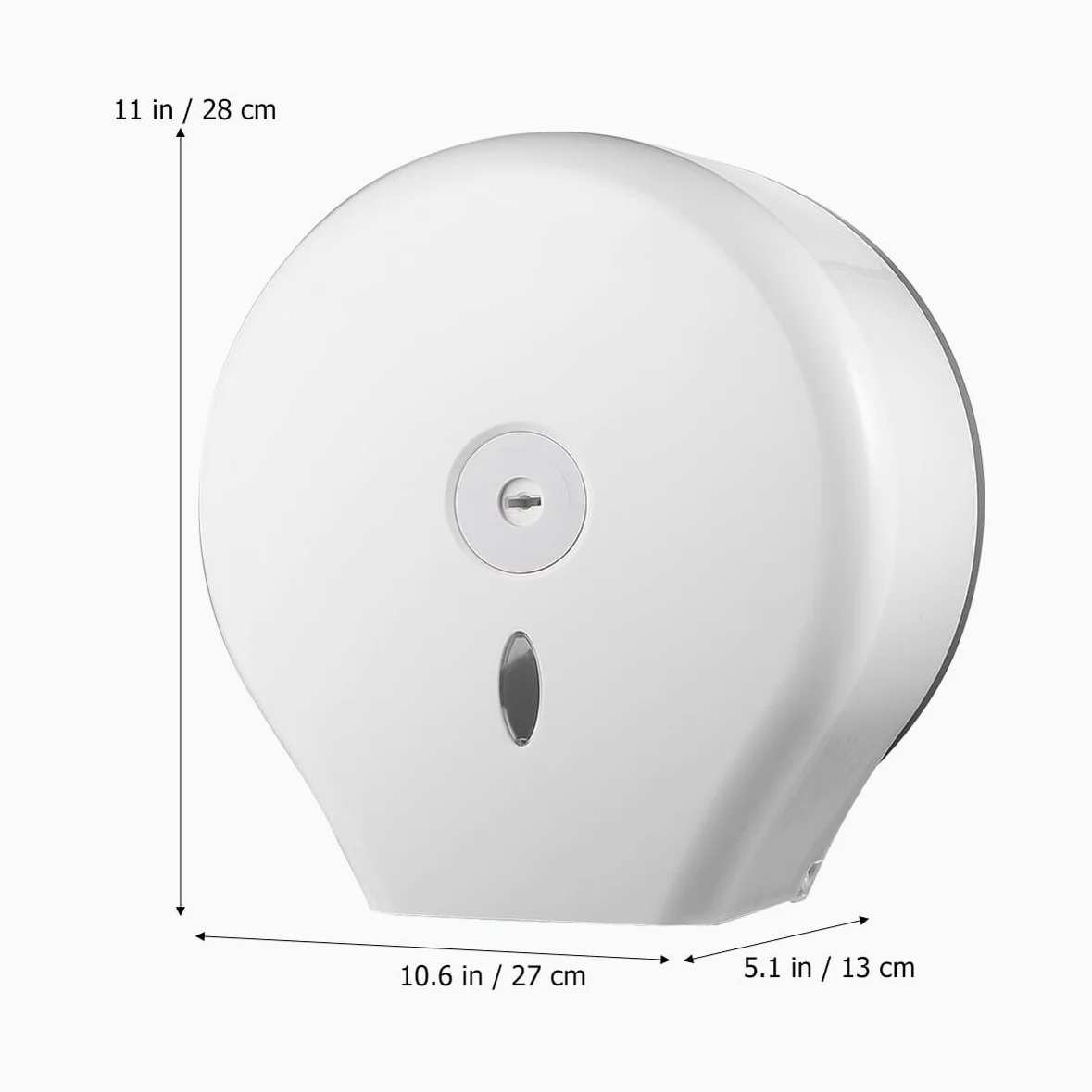 Dispenser Igienica Muro Bianco in Rotondo Carta Abs | Finestra Livello Carta, Dotato di Chiave, per Casa e Toilette, Stile Rotondo, Accessorio da Parete