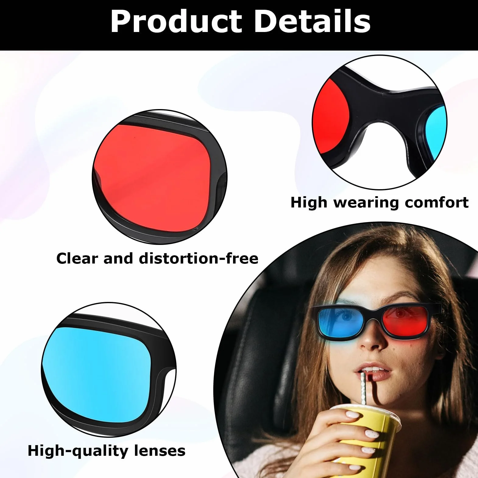 2 occhiali 3D, 3D, occhiali 3D, occhiali 3D, per televisori, occhiali 3D, rossi e blu, occhiali anaglifici 3D, per film, giochi per PC, spettacoli di luci, home theater, feste in vacanza