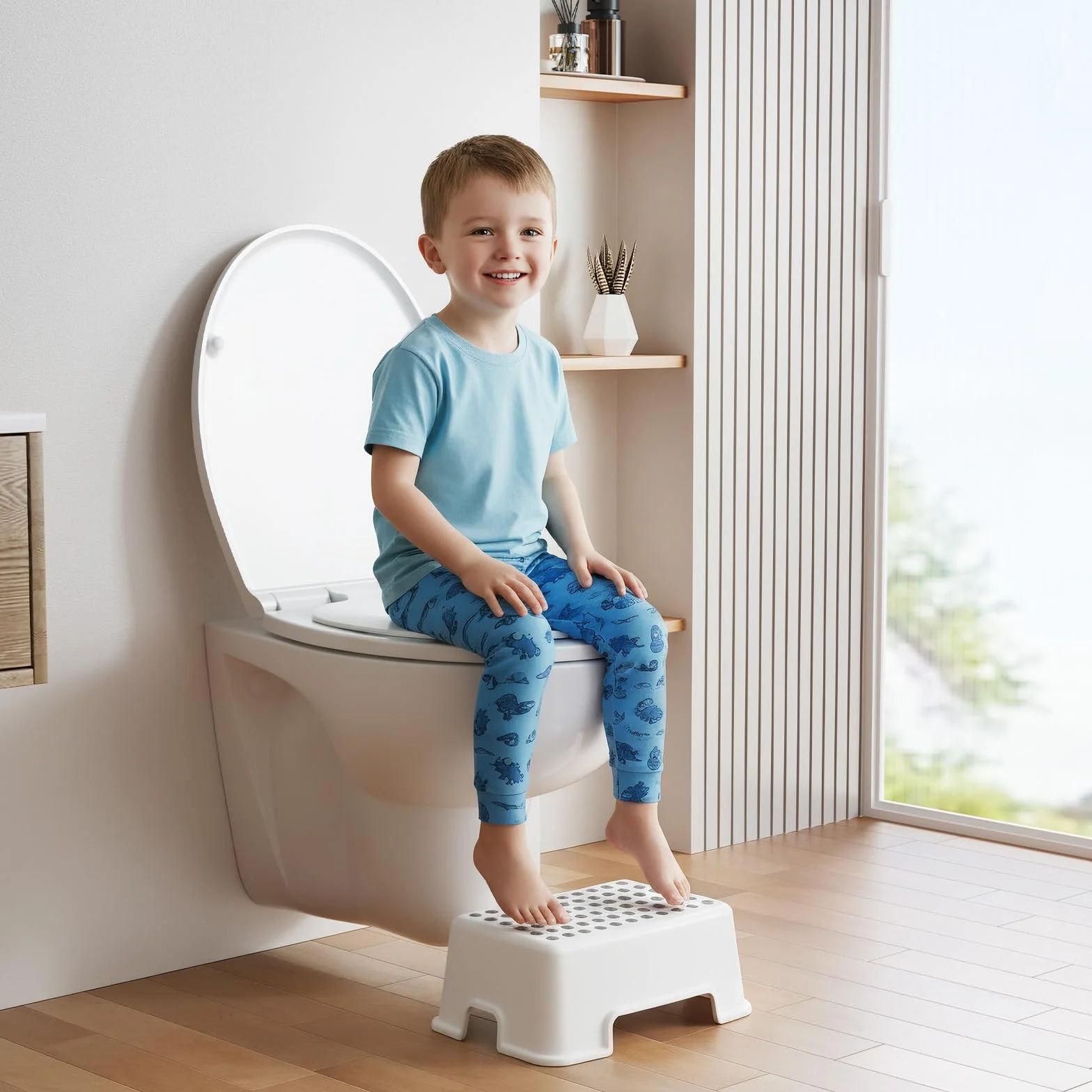 CECIPA Sedile WC con seggiolino per bambini integrato, sedile WC ovale in Duroplast, antibatterico e resistente ai raggi UV, abbassamento automatico, montaggio facile con stencil di installazione