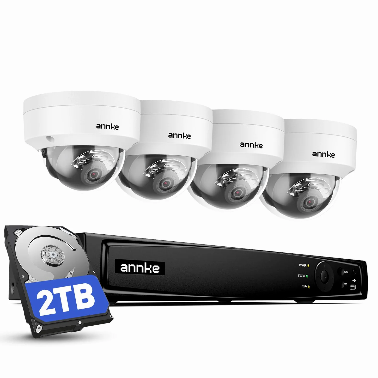 ANNKE Kit di Videosorveglianza PoE 8CH con HDD da 2TB, NVR 12MP | 4 Telecamere IP 8MP UHD, Rilevamento Umano e Veicoli, Audio Integrato, H.265+, IK10 Antivandalo, IP67 Impermeabile