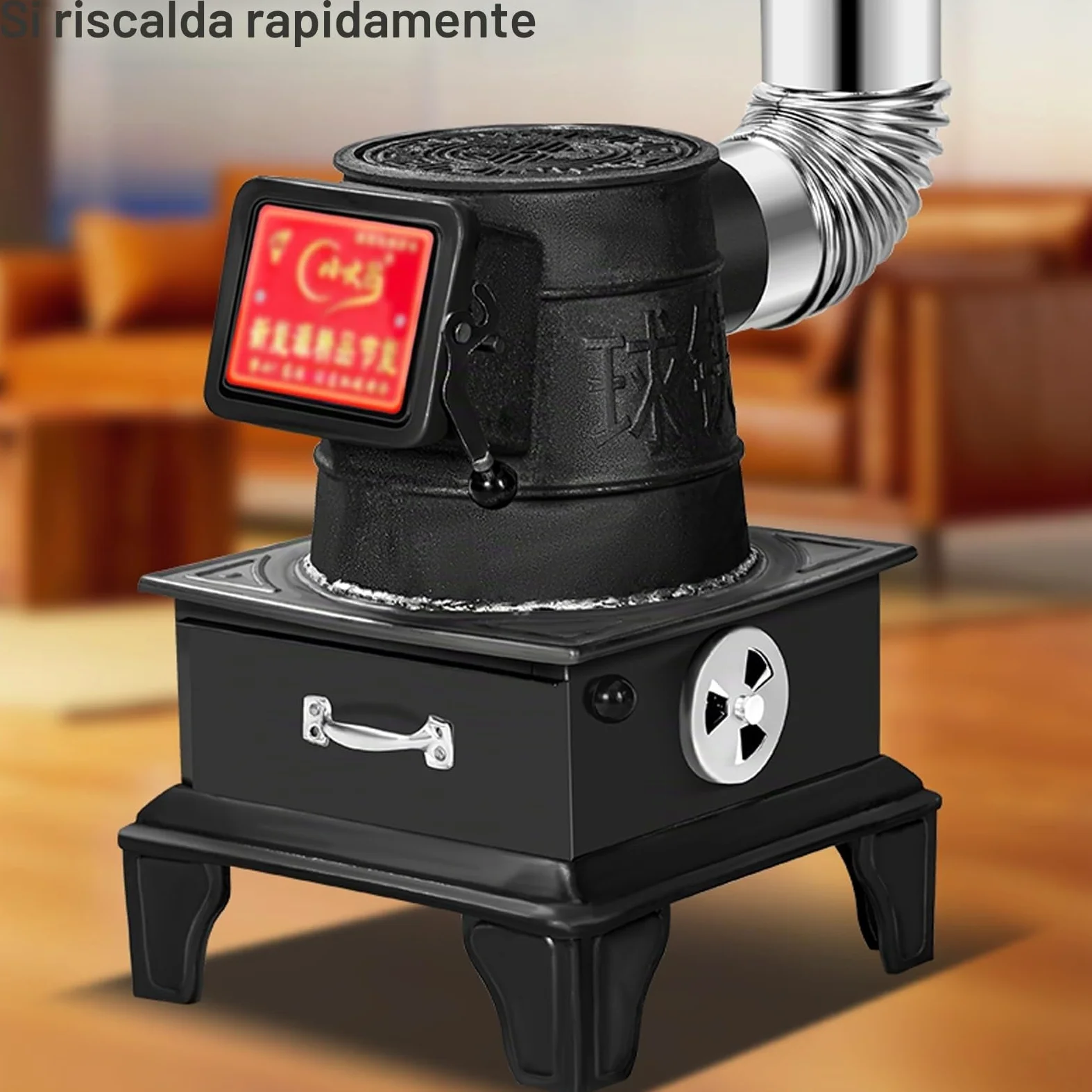 Stufa a Legna In Ghisa Piccola si Riscalda Rapidamente Senza Fumo Saldatura Completa Stufe a Legna da Interno, Adatto per Riscaldamento e Cottura