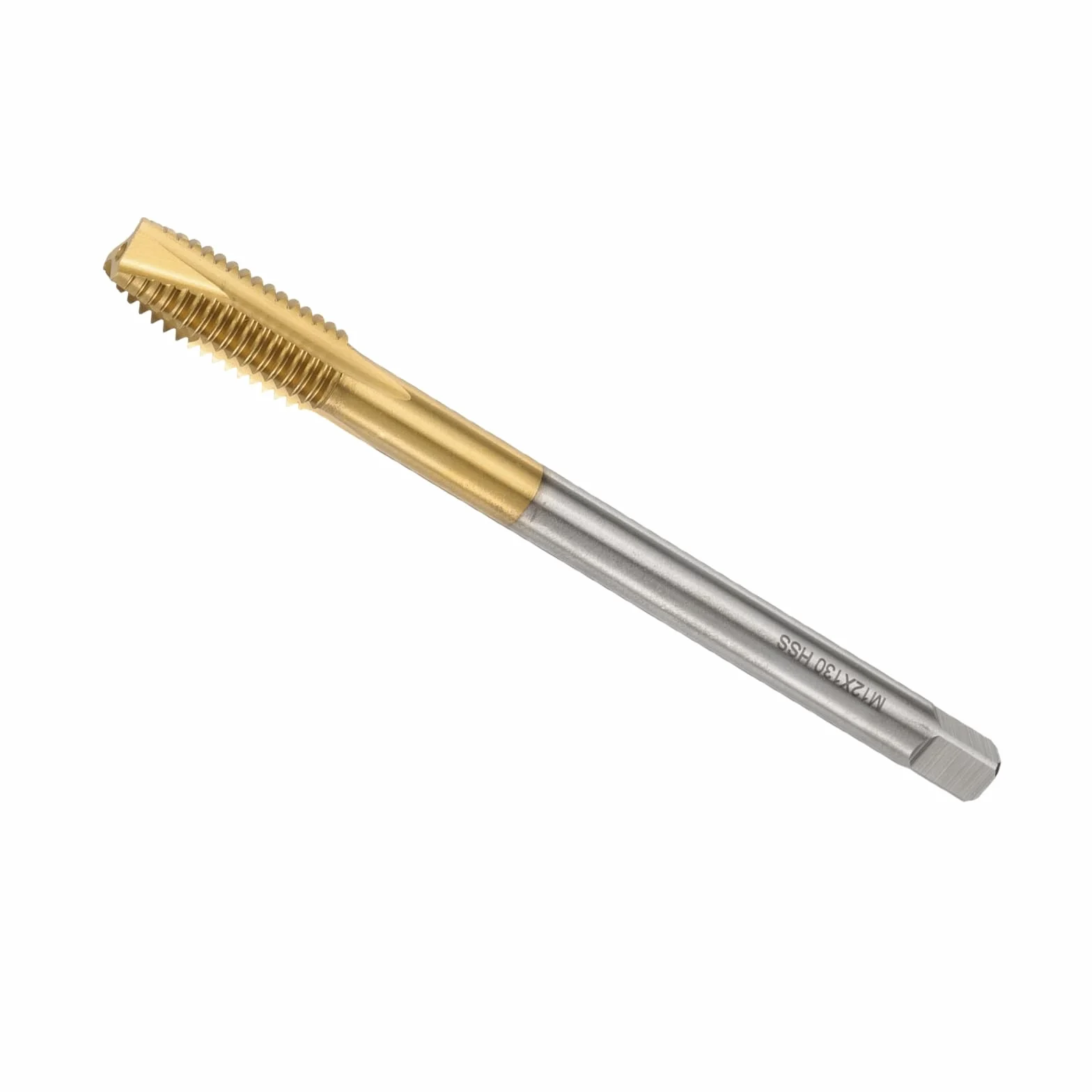 QUARKZMAN M12 x 1.75 H2 Metric Spiral Point Thread Tap, 130mm Extra Long Titanium Coated High Speed Steel Tapping Tool