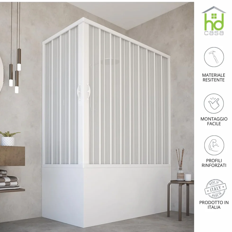 HD CASA Cabina Doccia Salvaspazio Modello Anja 70x170 cm Pannelli PVC Riducibili Made in Italy