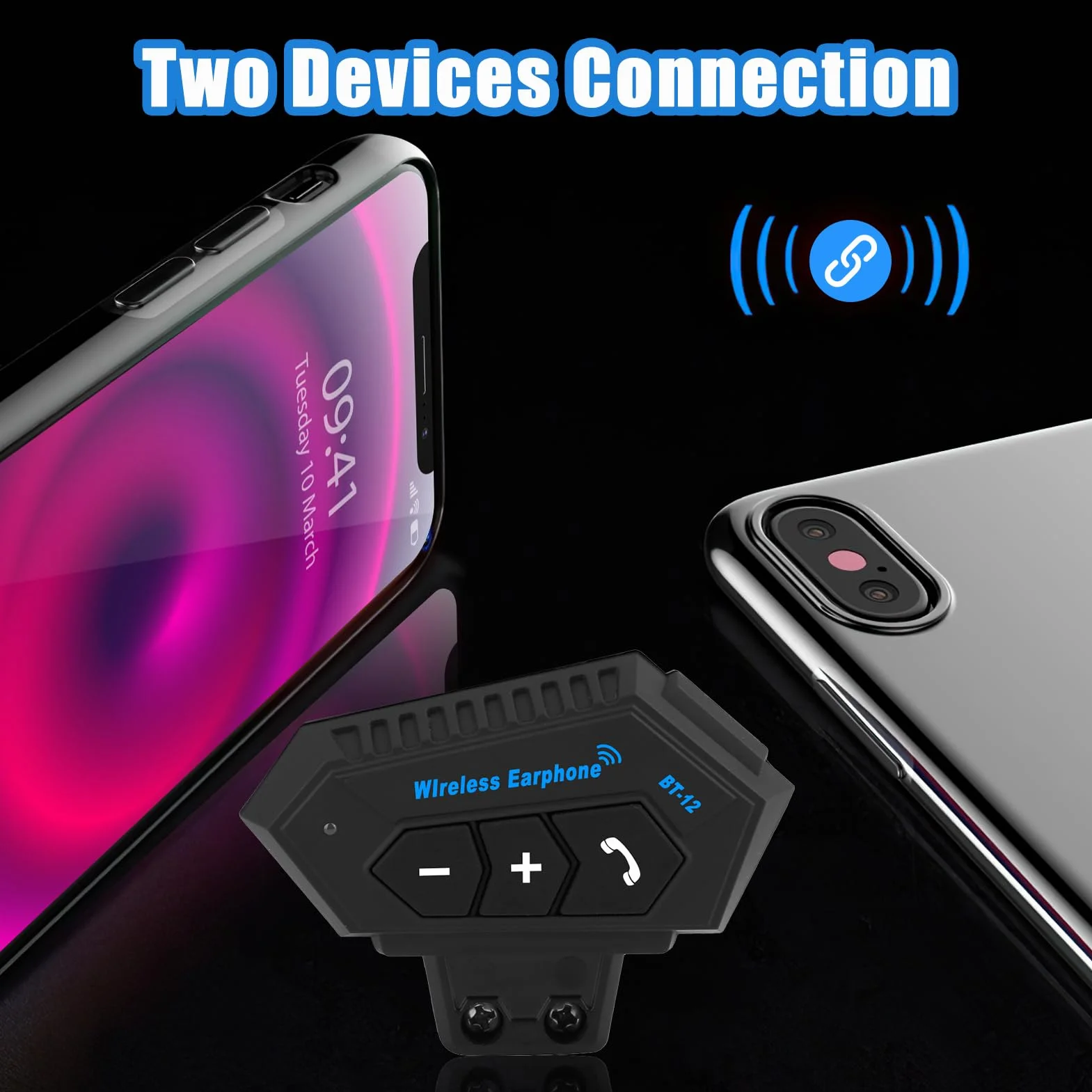 Yosoo Health Gear Casco Moto Auricolare, Cuffie Casco Moto Bluetooth, Riduzione del Rumore Auricolari Bluetooth Casco, 4.0 type of CSR BT Chip, Auricolare Hi-Fi, Offrono Prestazioni Audio