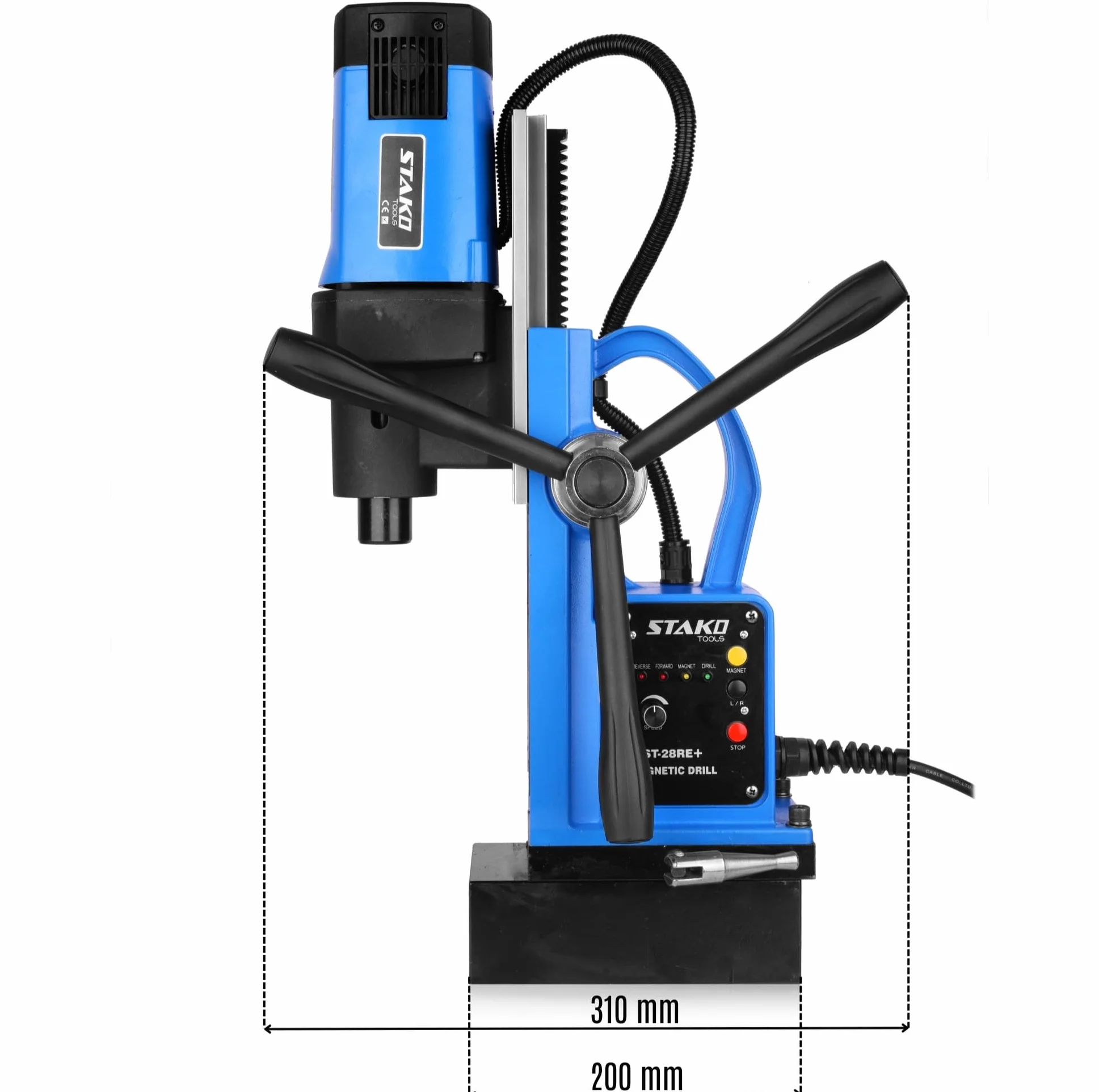STAKO Trapano magnetico 1800 W ST-28RE+ Ø 80 mm 16500N Weldon 19 mm MK3 mandrino B16 3-16 mm Set 2