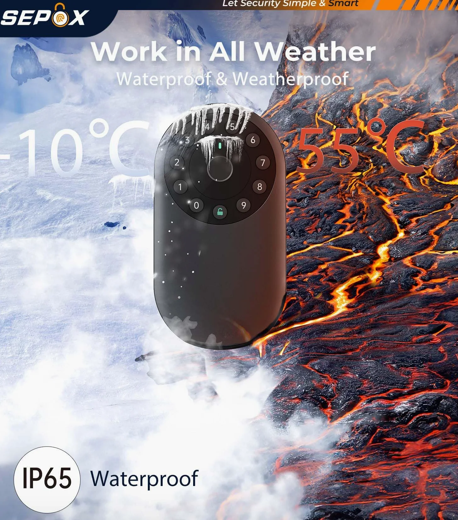 SEPOX Smart Key Lockbox, cassetta di sicurezza portatile e da parete per esterni, con Bluetooth e controllo tramite app, in alluminio resistente alle intemperie, gancio rimovibile, per Airbnb, ufficio
