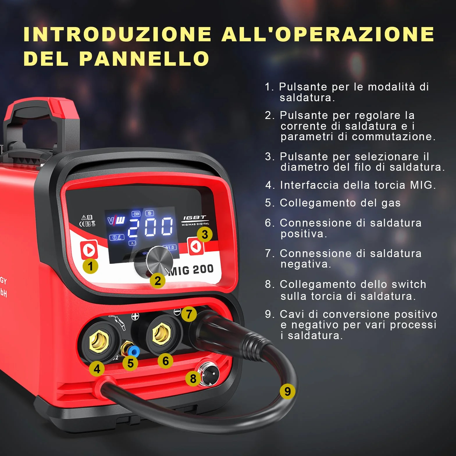 VECTOR WELDING Saldatrice a Filo Continuo 4-in-1 MIG/MAG/MMA/LIFT TIG con Display Digitale
