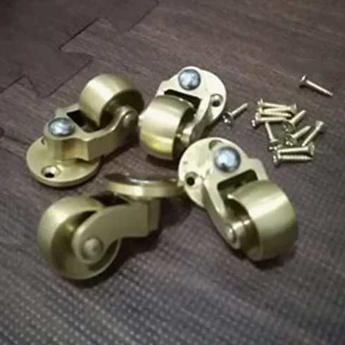 Set di Ruote piroettanti Resistenti - Struttura in Ottone Massiccio per Uno Scorrimento Fluido. Perfette per mobili e armadi. Installazione Semplice e affidabile.