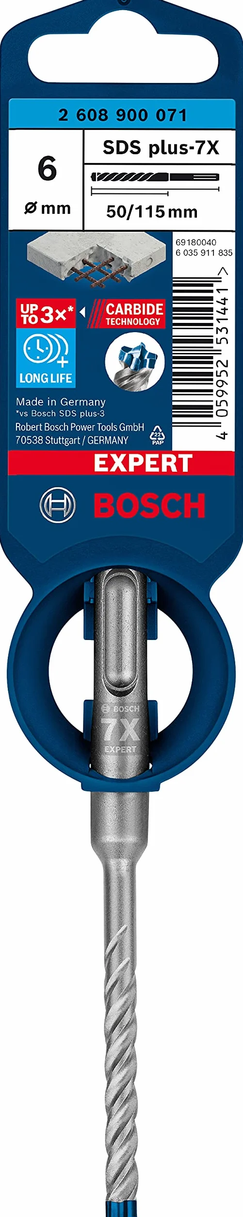 Bosch EXPERT SDS plus-7X 6 mm Punta per martelli per Pietra morbida i twarda