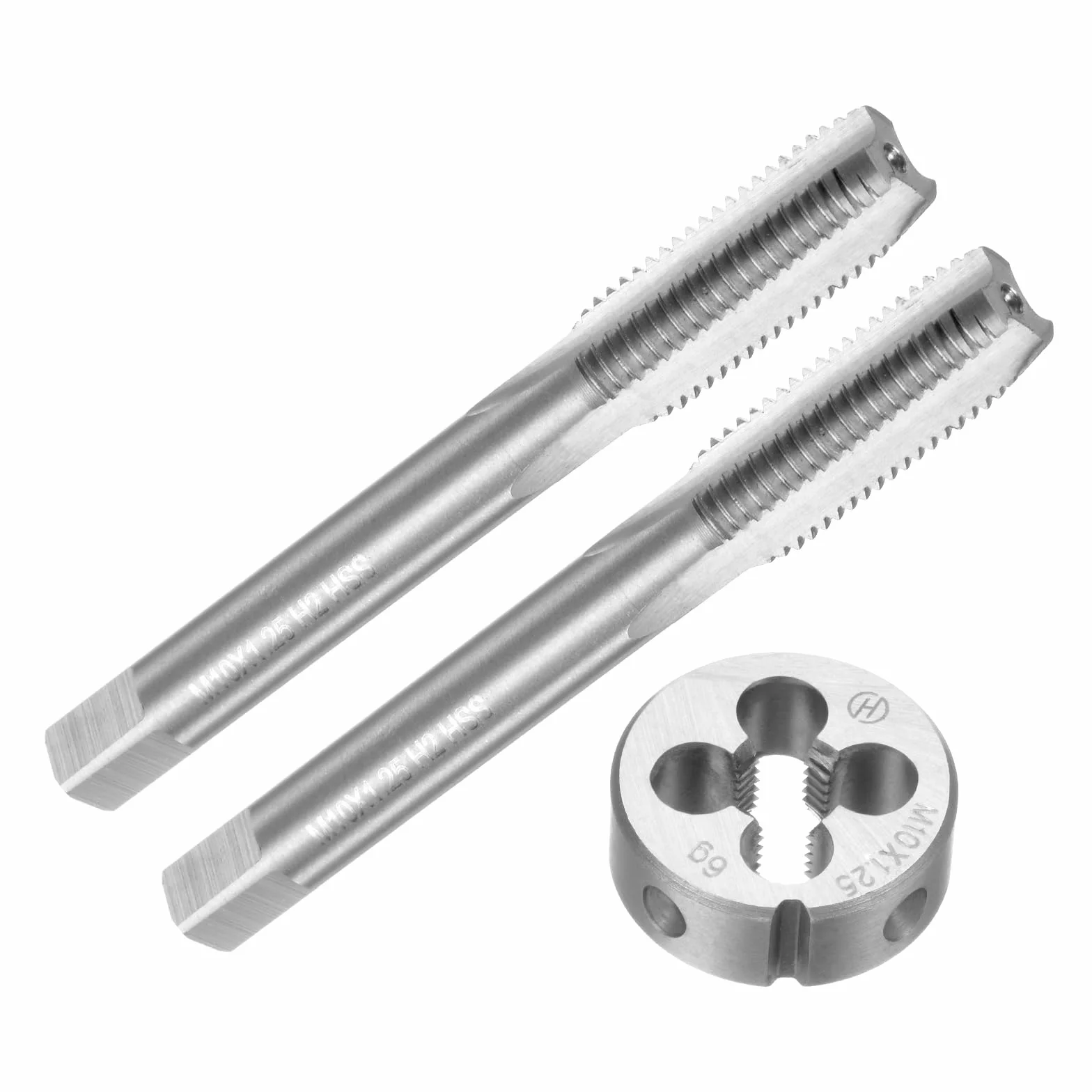 QUARKZMAN Set di 3pz Maschio e Filiere, Metrico M10 x 1.25 Kit Filettatura