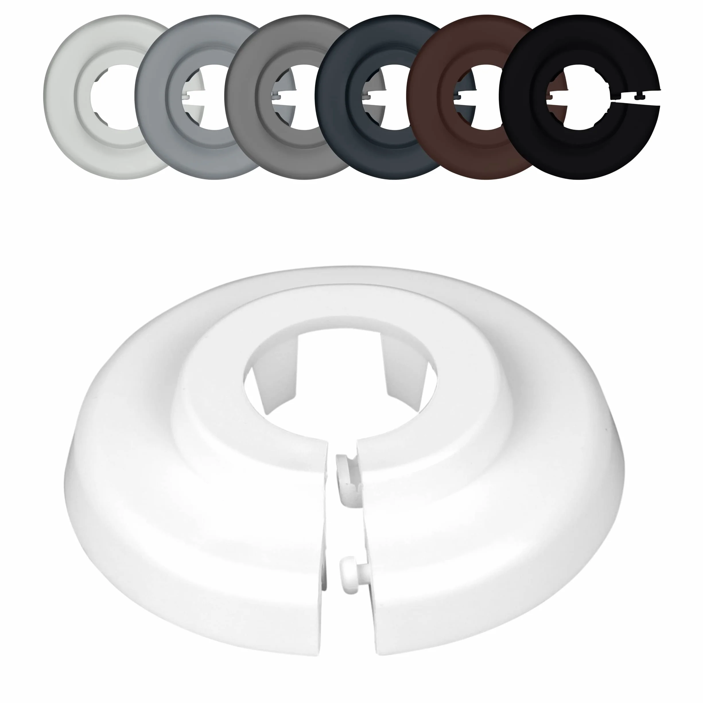 FUX Copri Tubi Termosifoni - 10 Rosette per Termosifone 18mm, Bianco (RAL 9016) - Copertura per Tubi Riscaldamento, Rosette Termosifoni, Accessori Termosifoni