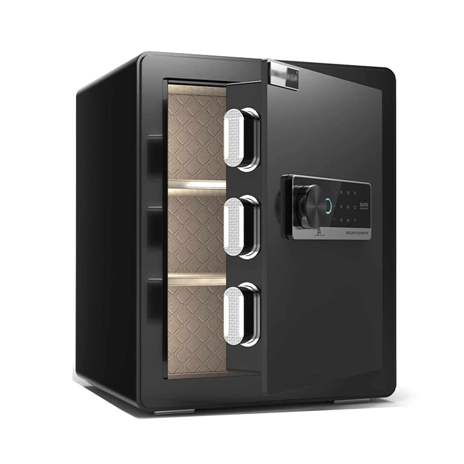 Cassaforte con Impronta Digitale E Password da 45 Cm Cassaforte Antiscasso Interamente in Acciaio per Studio O Camera da Letto Doppio Sistema di Allarme(Schwarz)