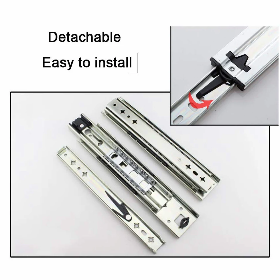Guide con Cuscinetti a Sfera, Guide per cassetti per impieghi gravosi ad Estrazione Totale, Guide per cassetti per armadi da Cucina in Metallo, Facili da installare