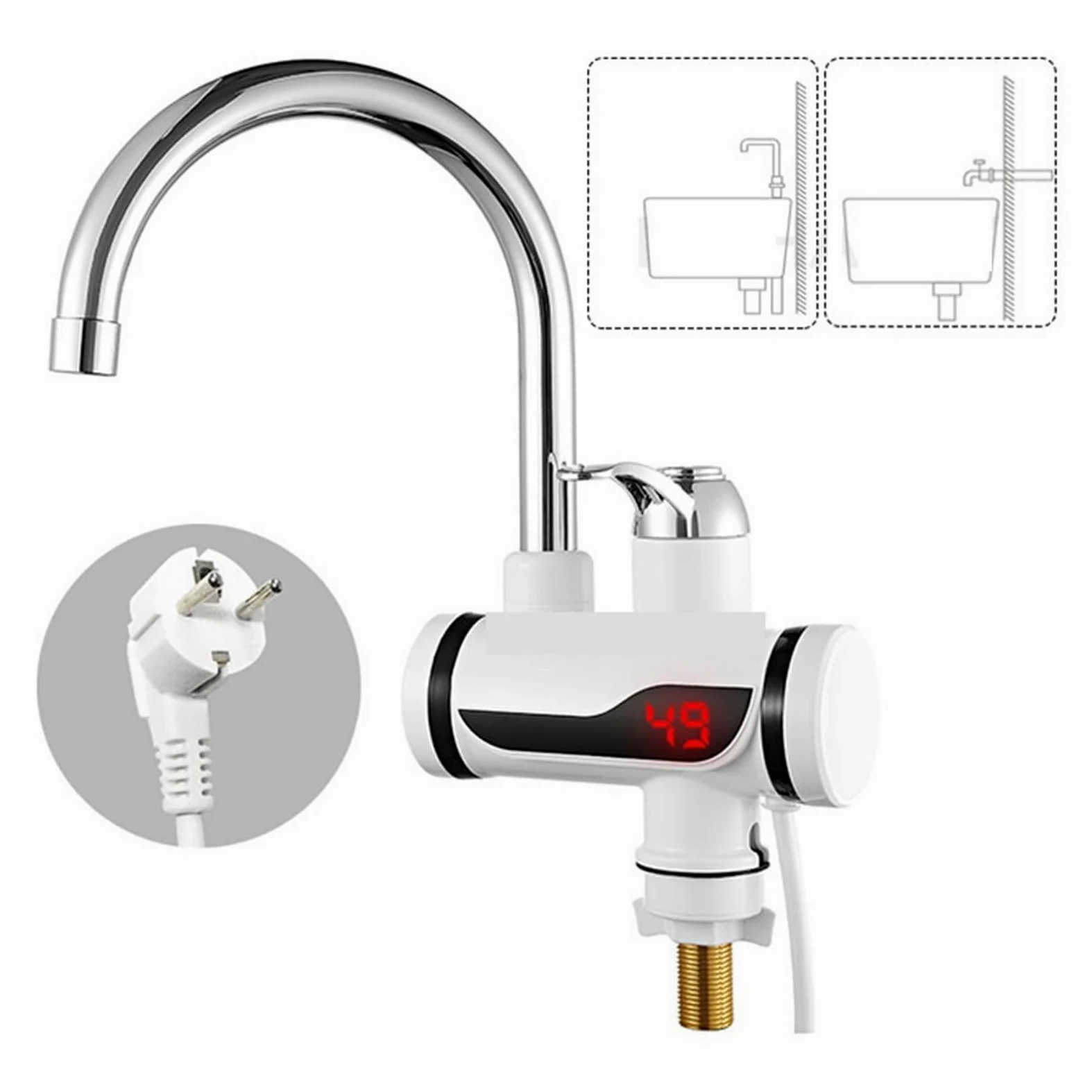 Display della temperatura dello scaldabagno elettrico istantaneo Riscaldamento dell'acqua Scaldabagno caldo della cucina con rubinetto della cucina a LED