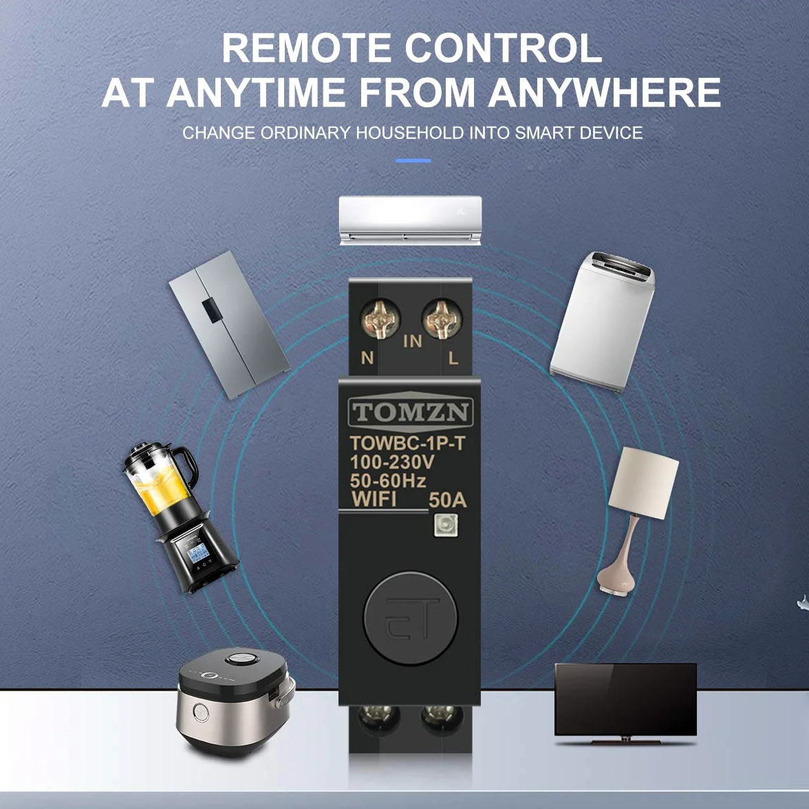 Interruttore Magnetotermico Differenziale Guida DIN. WIFI Interruttore di circuito Smart Switch Telecomando for Life for Home 18mm 32A 50A(50A)