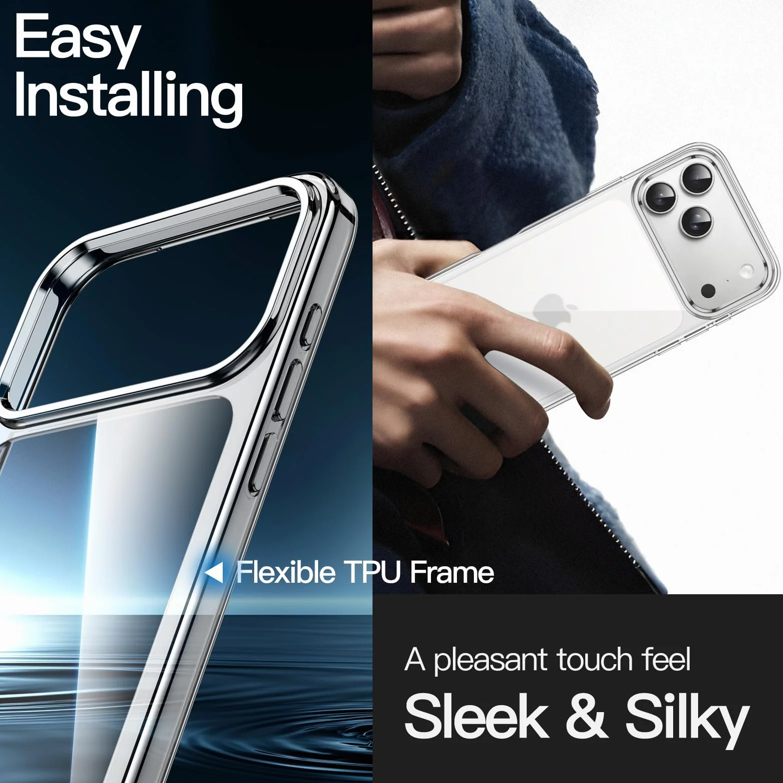 JETech Cover per iPhone 17 Pro 6,3 Pollici, Anti Ingiallimento Antiurto Cellulare Paraurti Custodia, Anti-Graffio Retro Trasparente (Trasparente)