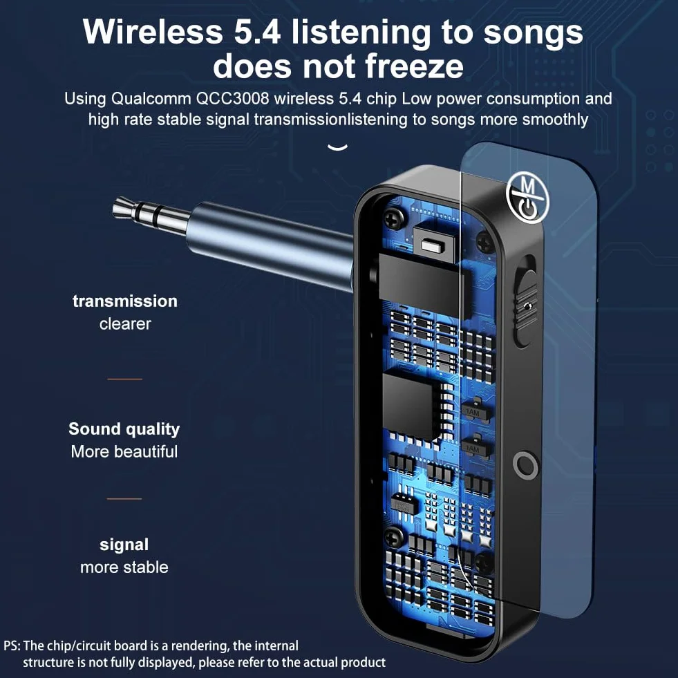 AXFEE Trasmettitore Bluetooth 5.4, con RCA & 3.5mm AUX Plug and Play, per Cuffie/Smartphone/Aereo/TV/PC/Bluetooth Apparecchio Acustico/Altoparlante