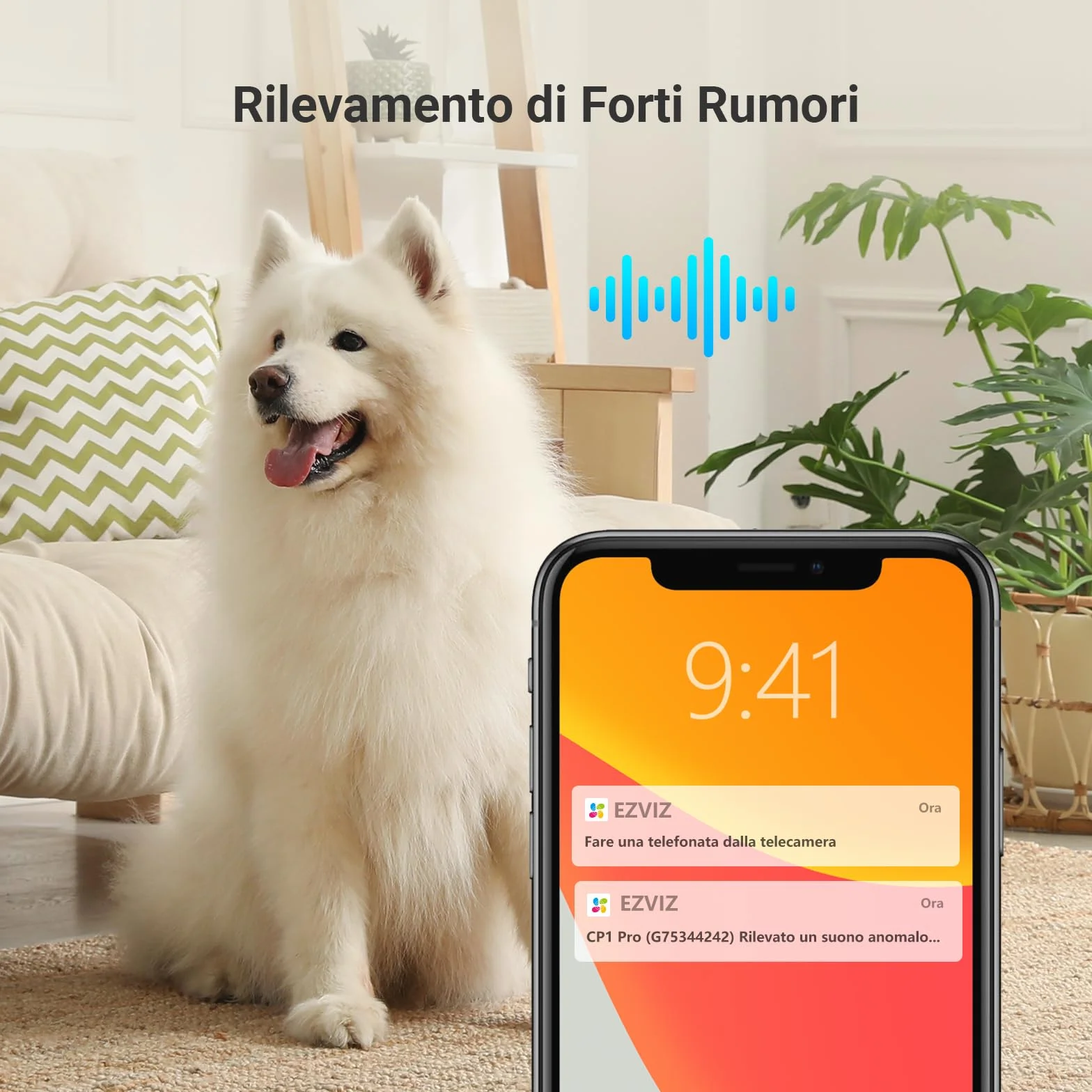 EZVIZ Telecamera Wi-Fi Interno 2K, Videocamera Sorveglianza 3MP per animali e bambini, Motorizzata a 360°, Audio a due vie, Funziona Alexa, Avvisi movimento, Visione notturna, Modello CP1