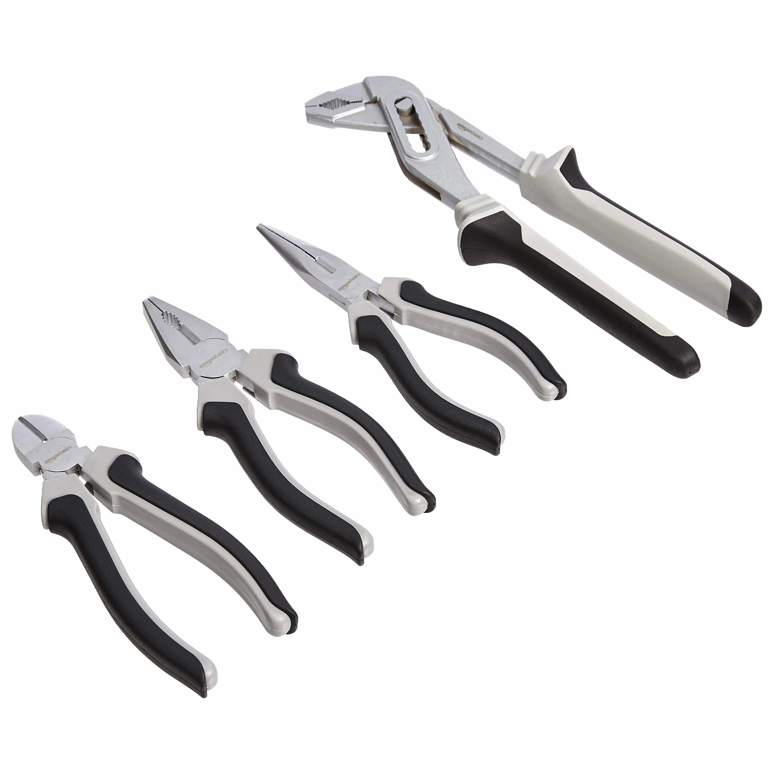 Amazon Basics Set di pinze 4 pezzi Nero grigio