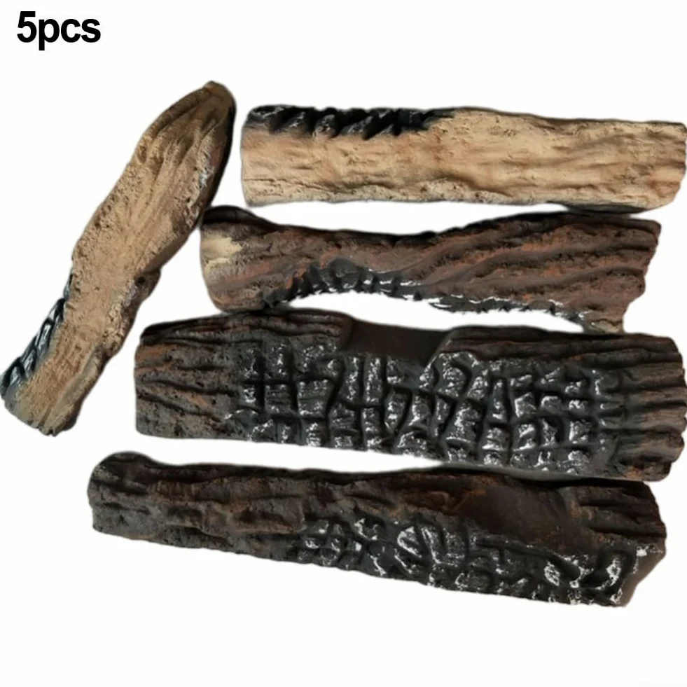 Besttoolifes 5 tronchi artificiali per camino, resistenti al calore, per caminetti a bioetanolo e a gas, atmosfera realistica, magnesio non infiammabile