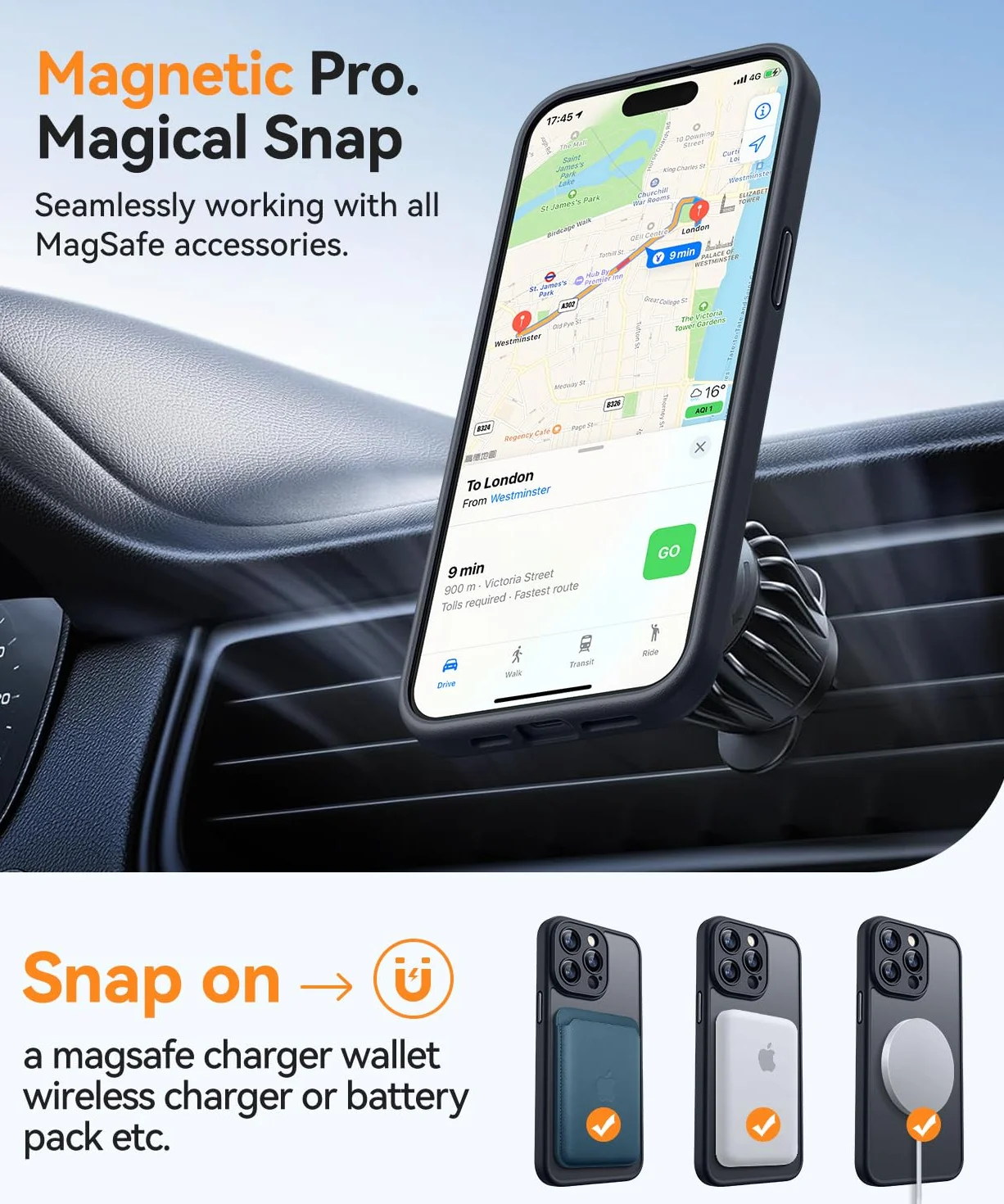 CANSHN Cover Magnetica per iPhone 15 Pro, Compatibile con MagSafe, [Protezione Completa Della Fotocamera], Custodia Traslucida Opaca Protettiva Sottile Antiurto 6,1 Pollici - Nero
