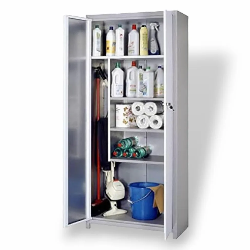 Armadio portascope da Interno in Metallo con Serratura - 60x40xH180 cm