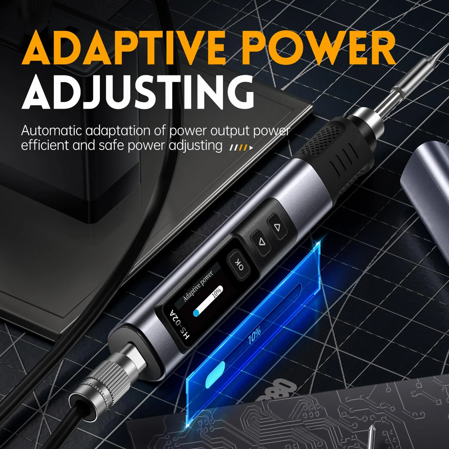Kit Saldatore HS-02A 100-450°C 100W Intelligente Controllo Temperatura USB PD/QC/DC 9-20V