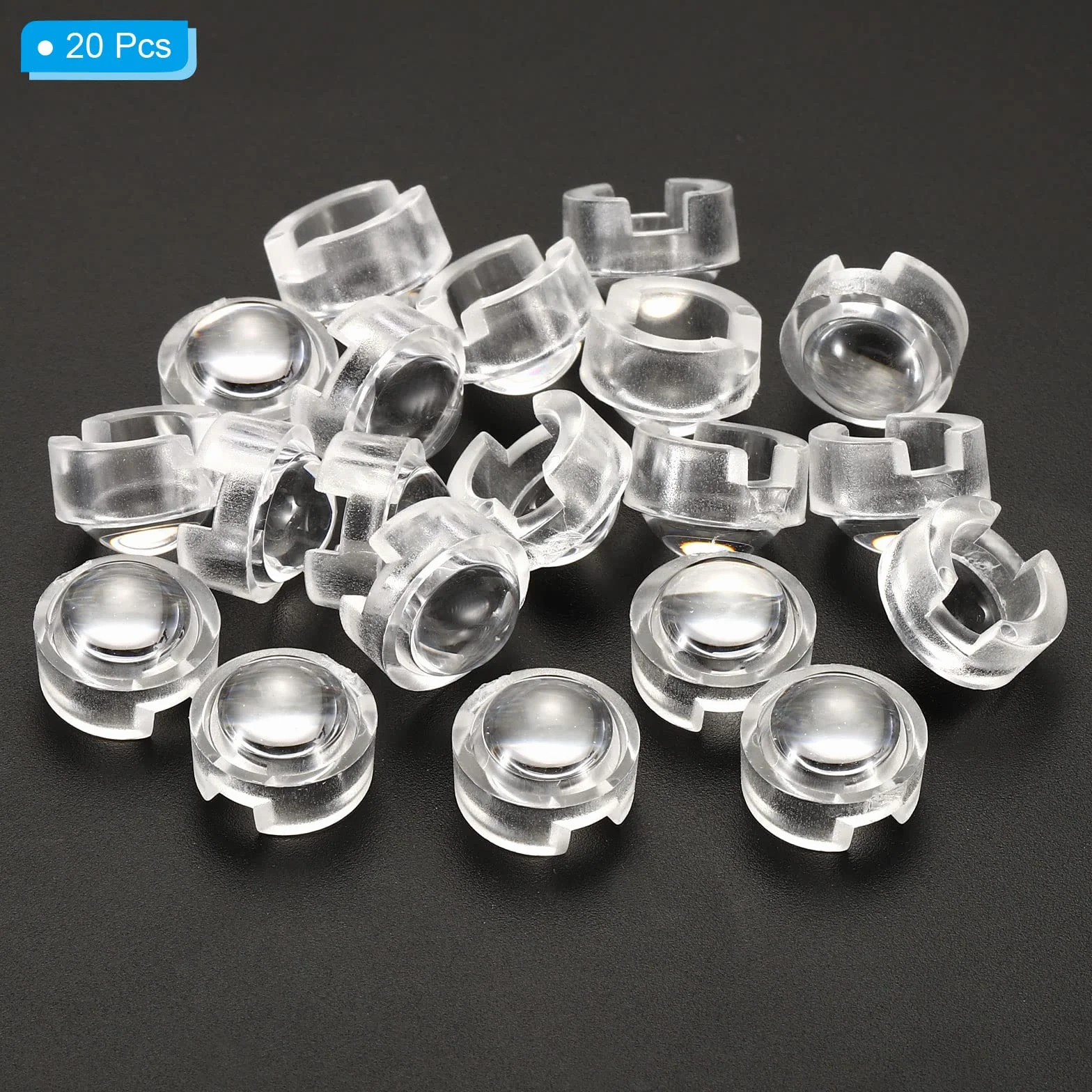 PATIKIL 13mm LED Convesso Lente, 20pz 45 Gradi Fascio Angolo Acrilico LED Ottico Convesso Condensatore Obiettivo per 1W 3W LED Lampada Perline Infrarossi Fotocamere, Trasparenti